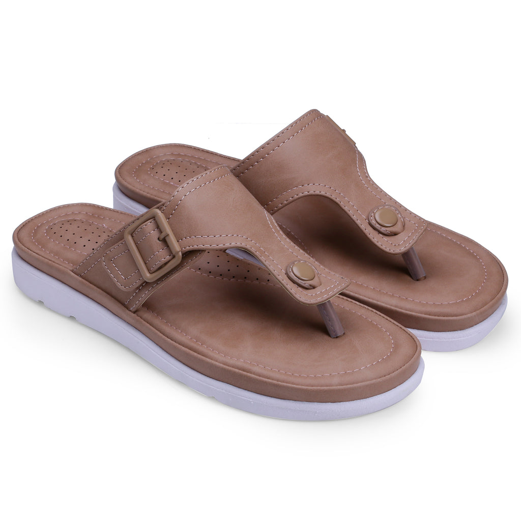 DOCTOR EXTRA SOFT D-630 Womens Flat Memory Foam Slippers/Flip-Flops Fashion Stylish Casual Comfortable Diabetic Orthopedic Lightweight Synthetic Slip-on Sandals with Adjustable Buckle for Girls/Ladies