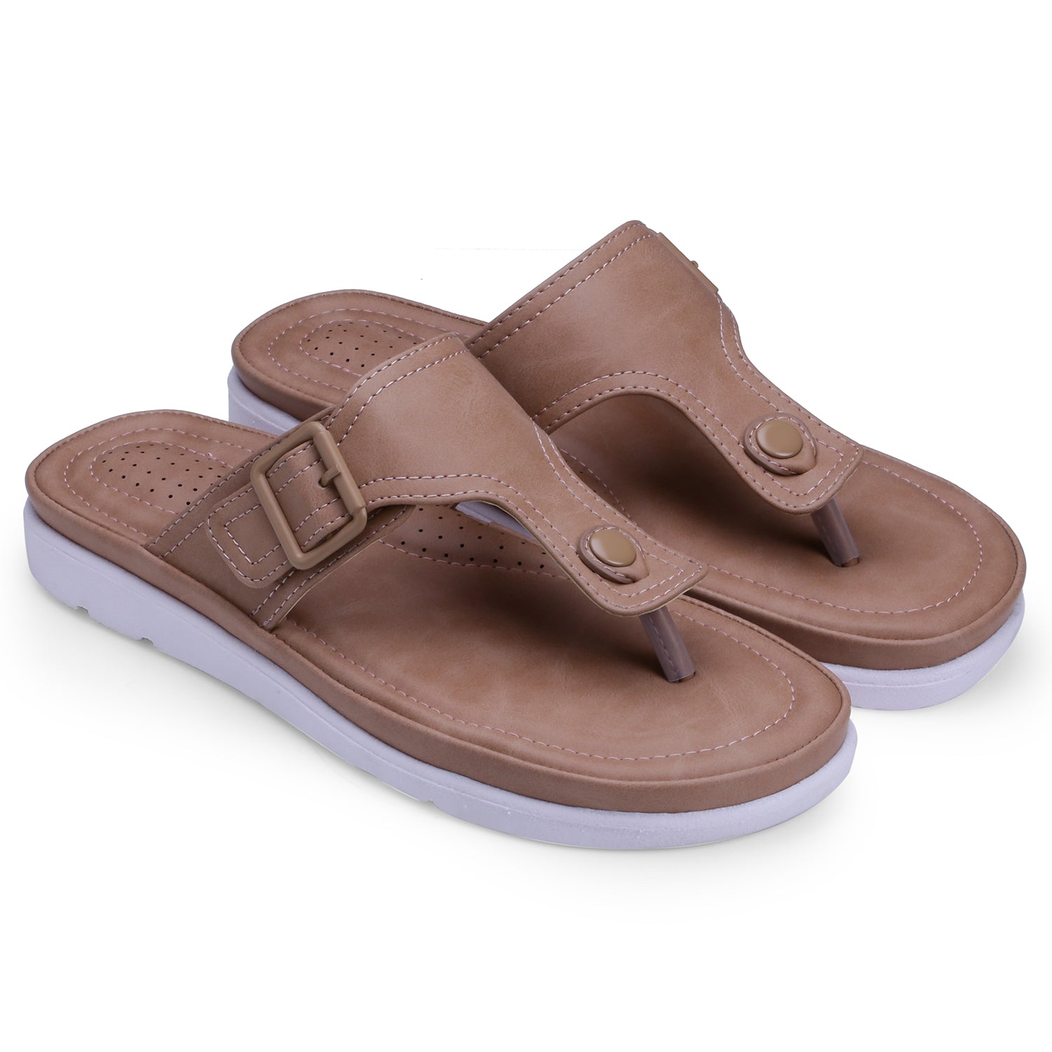 DOCTOR EXTRA SOFT D-630 Womens Flat Memory Foam Slippers/Flip-Flops Fashion Stylish Casual Comfortable Diabetic Orthopedic Lightweight Synthetic Slip-on Sandals with Adjustable Buckle for Girls/Ladies