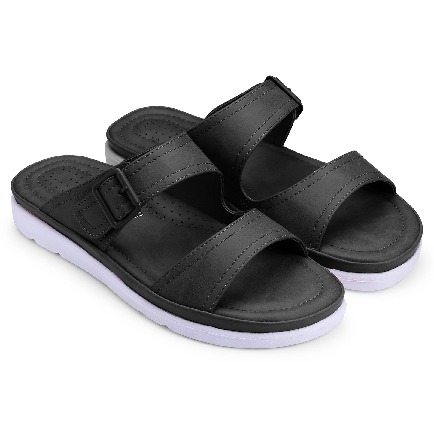 DOCTOR EXTRA SOFT D-631 Womens Flat Memory Foam Slippers/Flip-Flops Fashion Stylish Casual Comfortable Diabetic Orthopedic Lightweight Synthetic Slip-on Sandals with Adjustable Buckle for Girls/Ladies