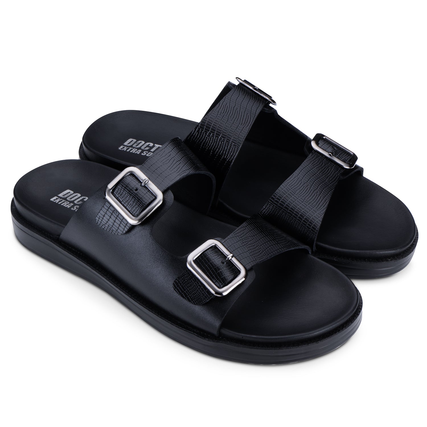 DOCTOR EXTRA SOFT Men's Classic Casual Original Leather Thong Black/Brown Sandals/Chappals with Memory Foam Cushion| Stylish & Non-Slip|Comfortable & Lightweight |Flip flops Slippers Gents & Boys F-7