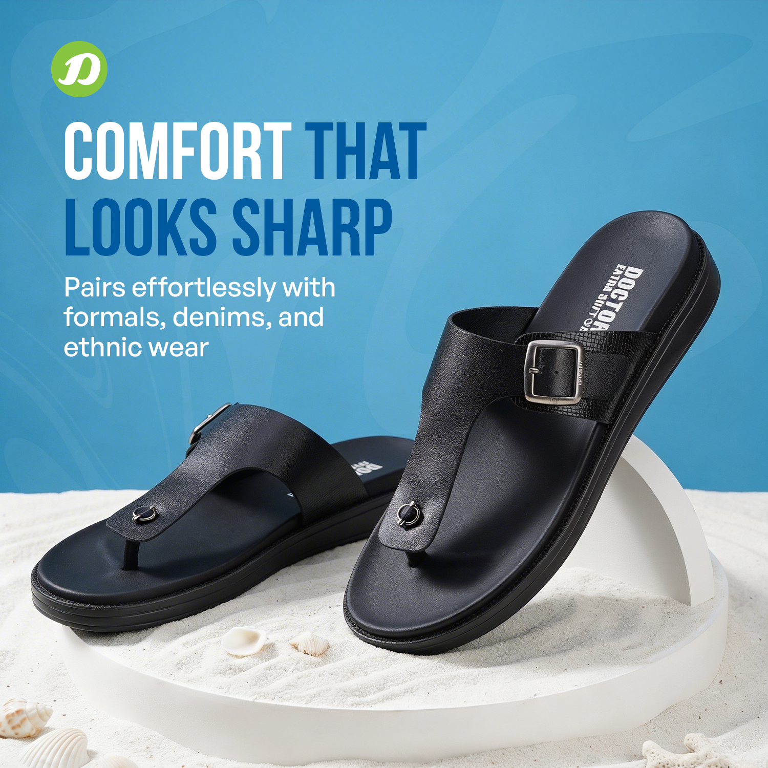 OCTOR EXTRA SOFT Men's Classic Casual Original Leather Thong Black/Brown Sandals/Chappals with Memory Foam Cushion| Stylish & Non-Slip|Comfortable & Lightweight |Flip flops Slippers Gents & Boys F-3