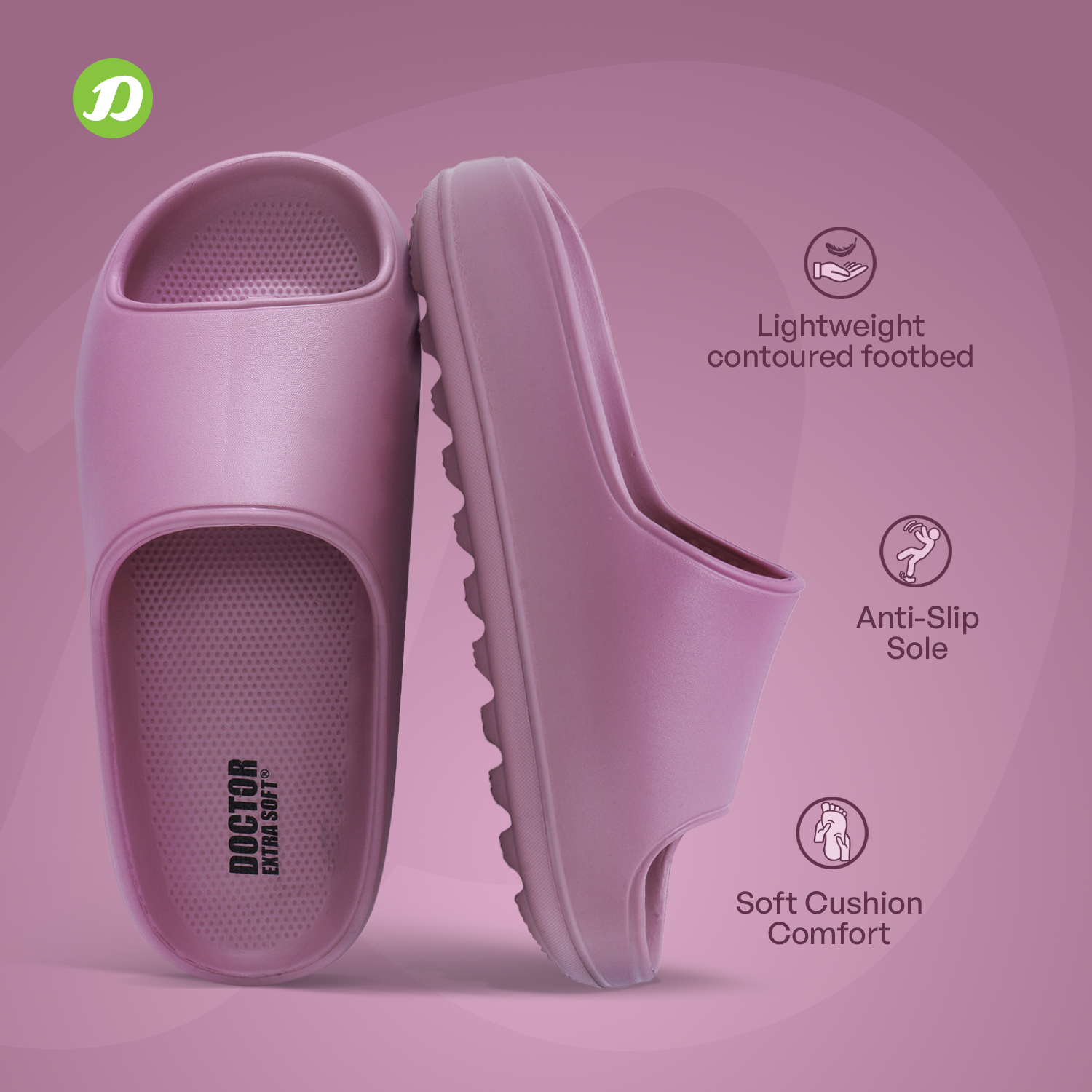 DOCTOR EXTRA SOFT D-508 Women's Slider Slippers — Ultra Soft & Anti-Skid