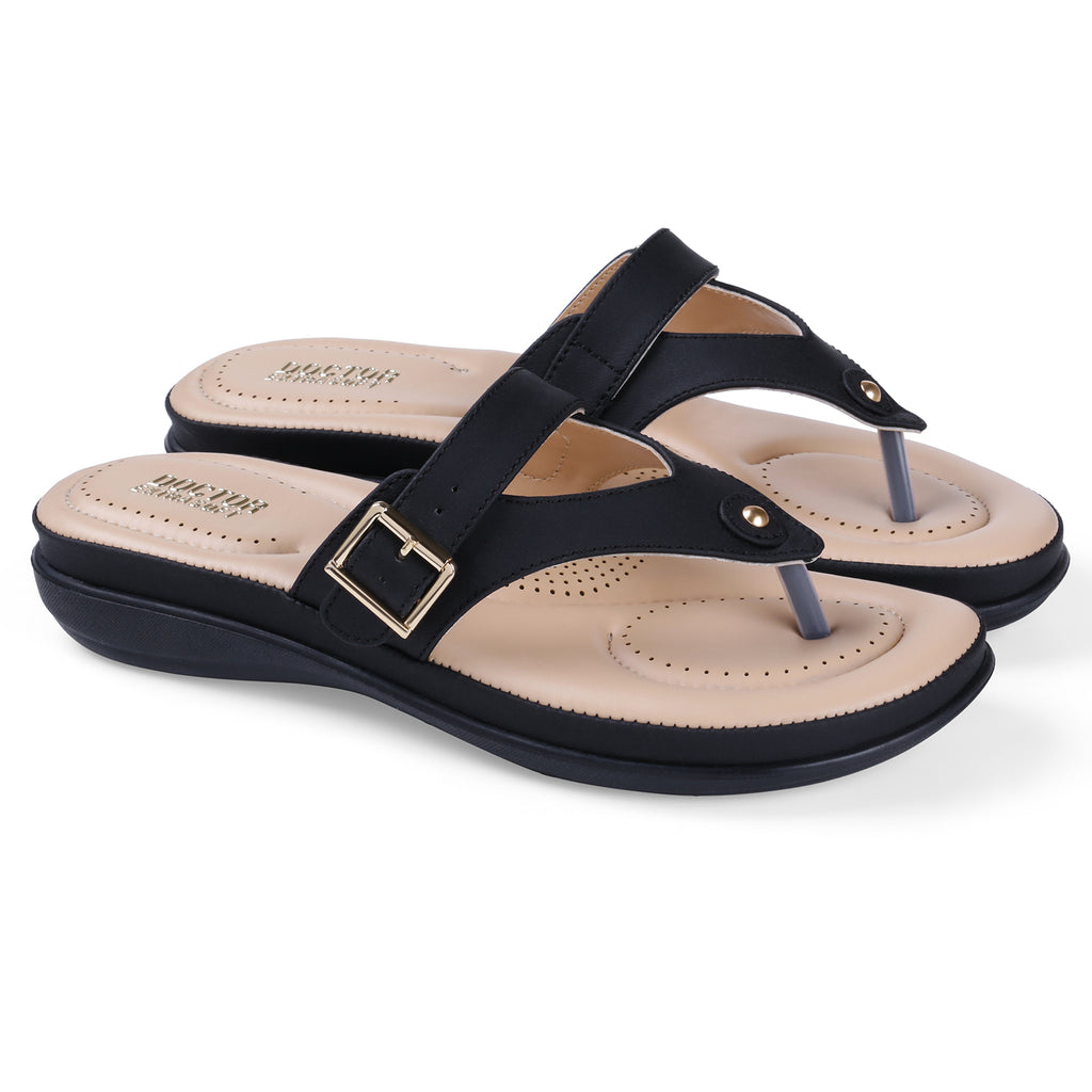 OCTOR EXTRA SOFT Women's Flat Comfortable Memory Foam Slippers/Flip-Flops Fashion Stylish Casual Diabetic Orthopedic Lightweight Synthetic Slip-on Sandals with Adjustable Strap for Girls/LadiesD-623
