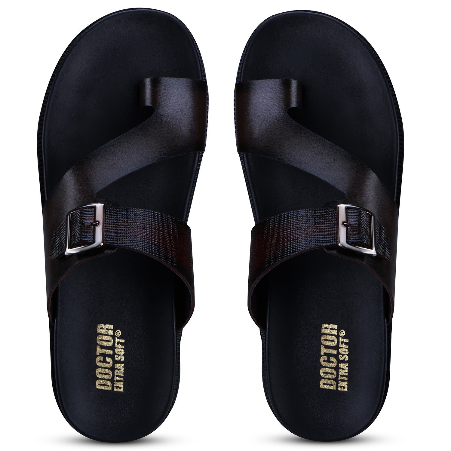 Doctor Extra Soft F-1 , Men's Classic Casual Original Leather Thong Black/Brown Sandals/Chappals with Memory Foam Cushion| Stylish & Non-Slip|Comfortable & Lightweight |Flip flops Slippers Gents & Boys