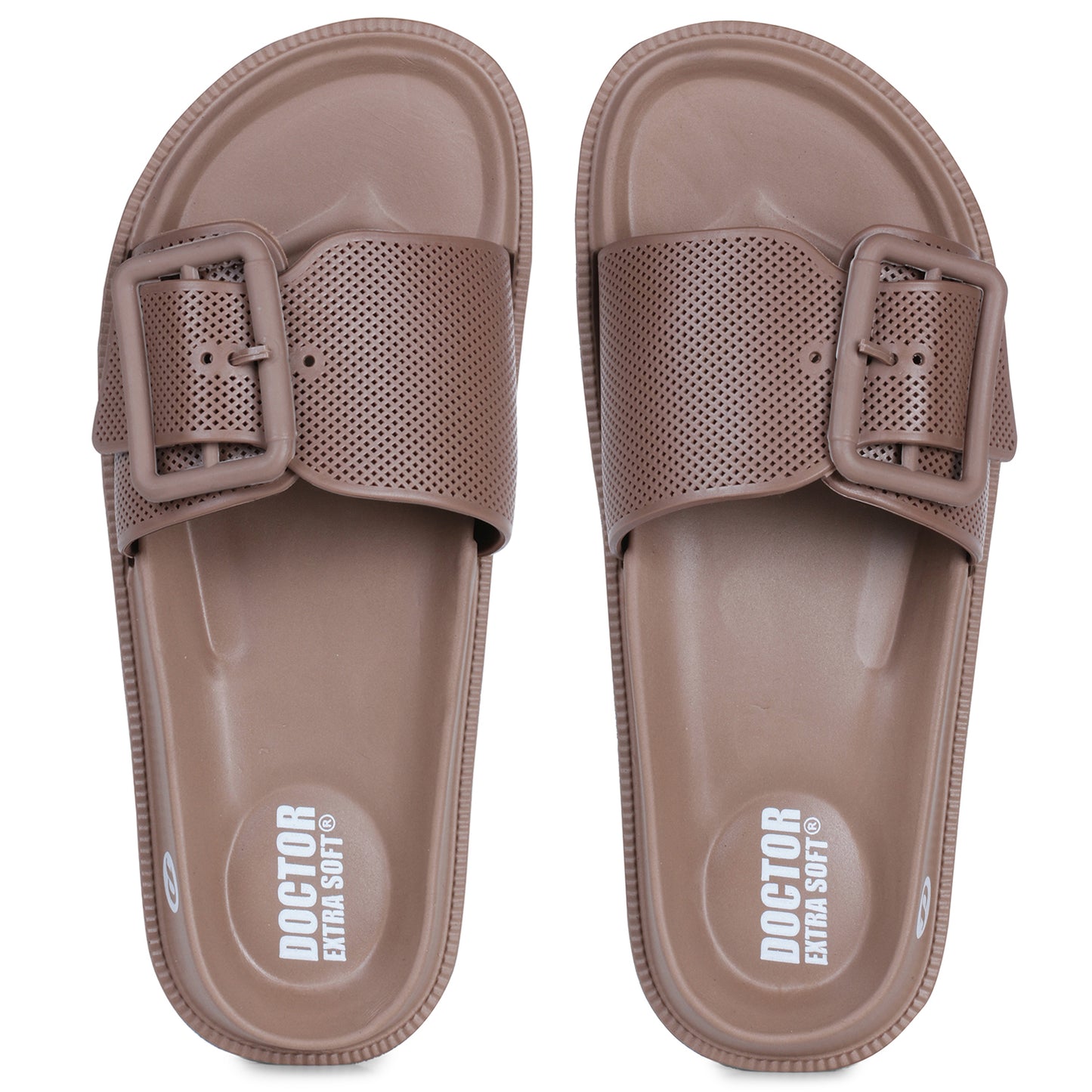 DOCTOR EXTRA SOFT D-526 Women's Classic Cushion Sliders/Slippers with Adjustable Buckle Strap for Adult|Comfortable & LightWeight|Stylish & Anti-Skid|Waterproof & Everyday Flip Flops for Ladies/Girls