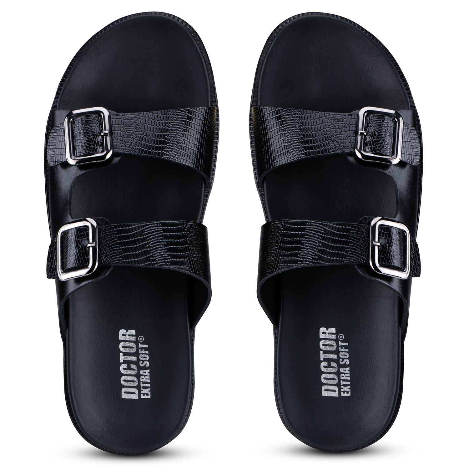 DOCTOR EXTRA SOFT Men's Classic Casual Original Leather Thong Black/Brown Sandals/Chappals with Memory Foam Cushion| Stylish & Non-Slip|Comfortable & Lightweight |Flip flops Slippers Gents & Boys F-7