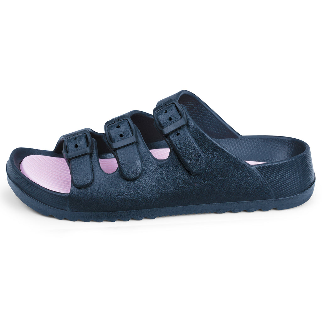 DOCTOR EXTRA SOFT Women’s EVA Slide Slip-On with Adjustable Triple Buckle Straps| Lightweight & Comfortable| Waterproof Summer Beach Pool Sandals for Indoor/Outdoor Casual Daily Walking Slippers D-548