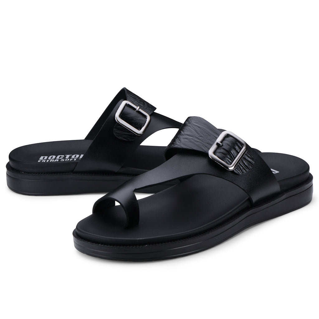 DOCTOR EXTRA SOFT F-1 Men's Leather Thong Sandals — Genuine Leather & Anti-Skid
