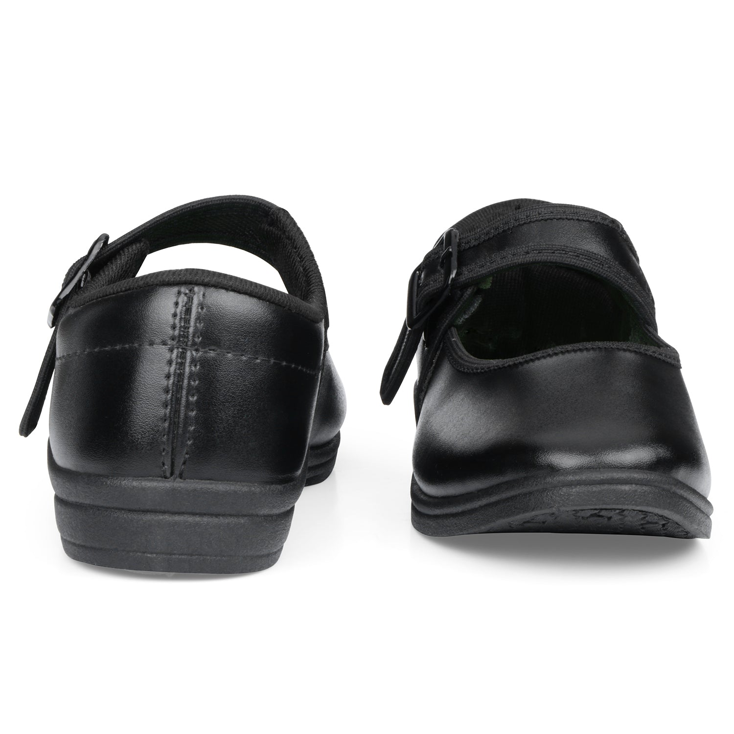 DOCTOR EXTRA SOFT D-3003 Girls Black & White Ballerina Uniform School Shoes with Adjustable Hook & Loop| Memory Foam Cushion & Anti-Bacterial Technology| Lightweight & Comfortable|Durable & Anti-Skid