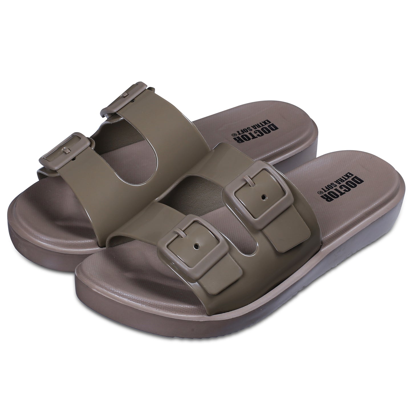 DOCTOR EXTRA SOFT D-523 Women's Classic Cushion Sliders/Slippers with Adjustable Buckle Strap for Adult | Comfortable & LightWeight| Stylish & Anti-Skid| Waterproof & Everyday Flip Flops Ladies/Girls