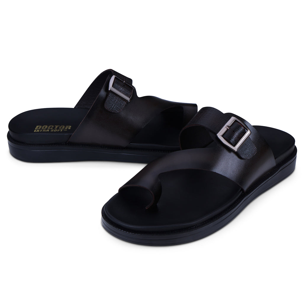 DOCTOR EXTRA SOFT F-1 Men's Leather Thong Sandals — Genuine Leather & Anti-Skid