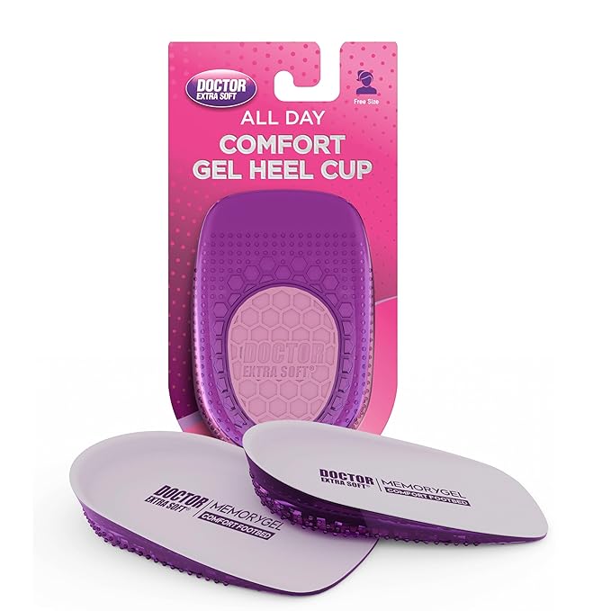 DOCTOR EXTRA SOFT Orthopedic Heel Pads for Women | Silicone Gel Heel Cups for Pain Relief, Shock Absorption, Plantar Fasciitis, Height Increase | Extra Cushioning Inserts for All Shoes (1 Pair)