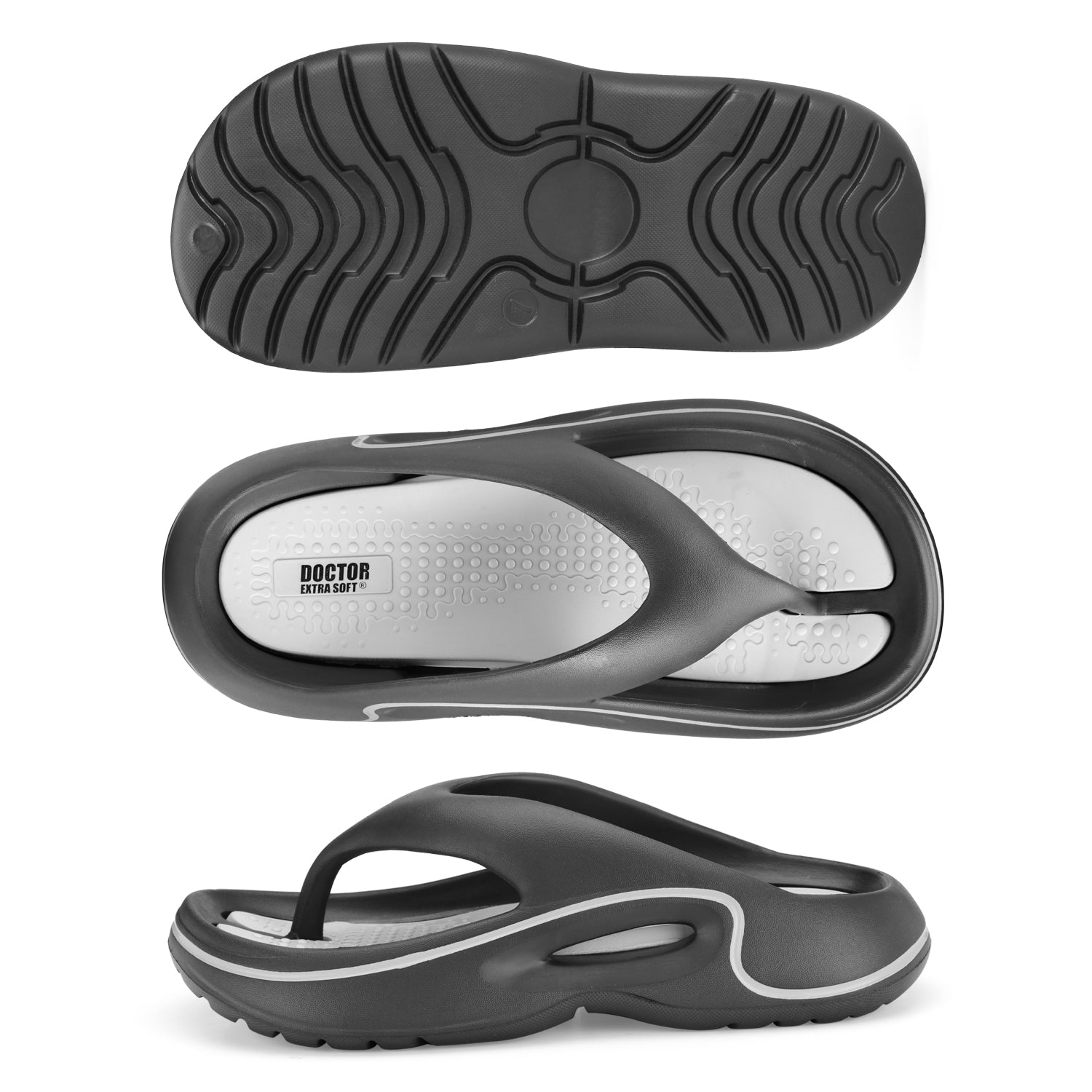 DOCTOR EXTRA SOFT Men's Premium Slippers with Soft Acupressure Foot Massager for Adult | Comfortable & Light Weight| Stylish & Anti-Skid | Casual Waterproof & Everyday Flip Flops for Gents & Boys D-544
