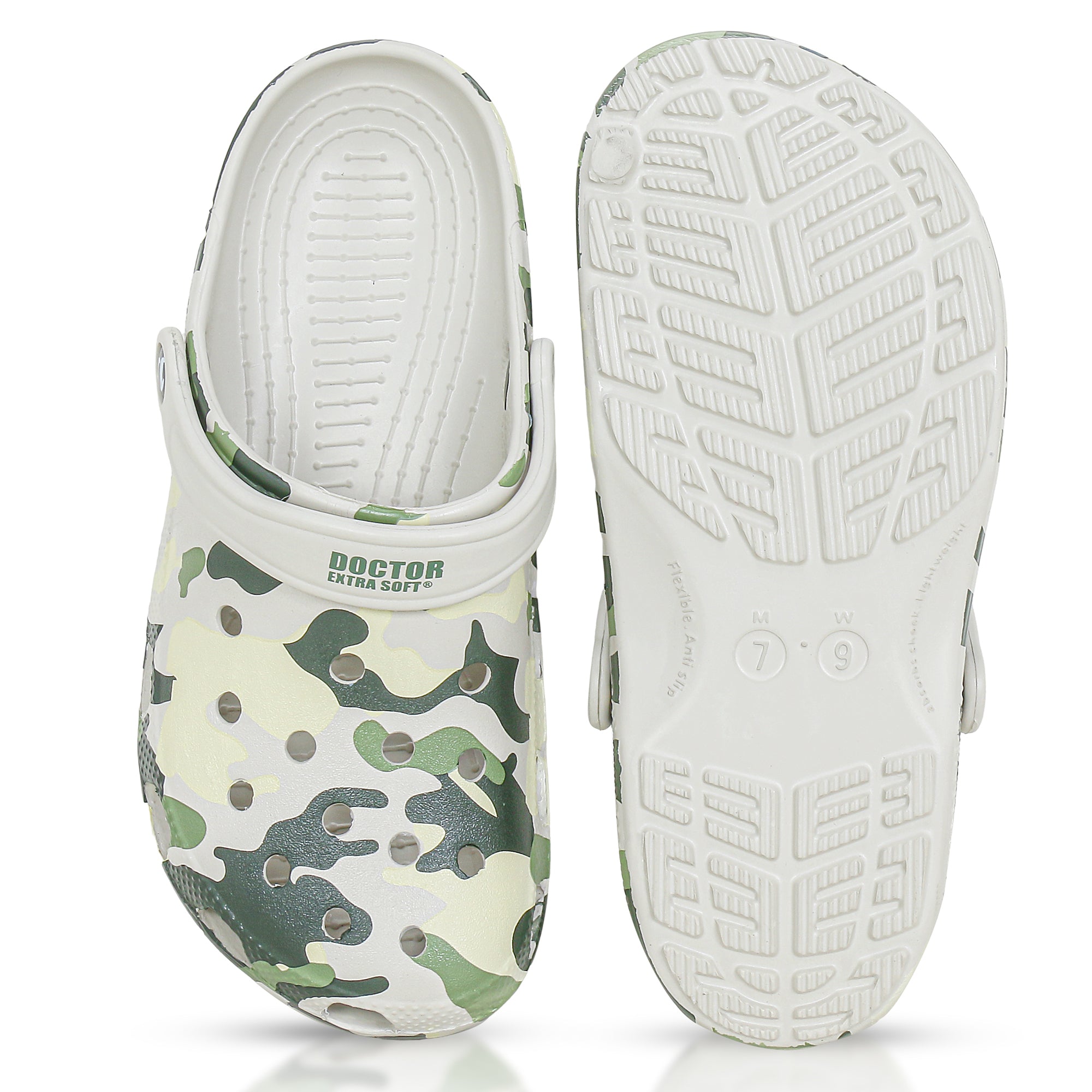 DOCTOR EXTRA SOFT D-503 Men's Classic Graphic Casual Clogs/Sandals with Adjustable Back Strap for Adult | Comfortable & Light Weight | Stylish & Anti-Skid | Waterproof & Everyday Use Mules Gents/Boys