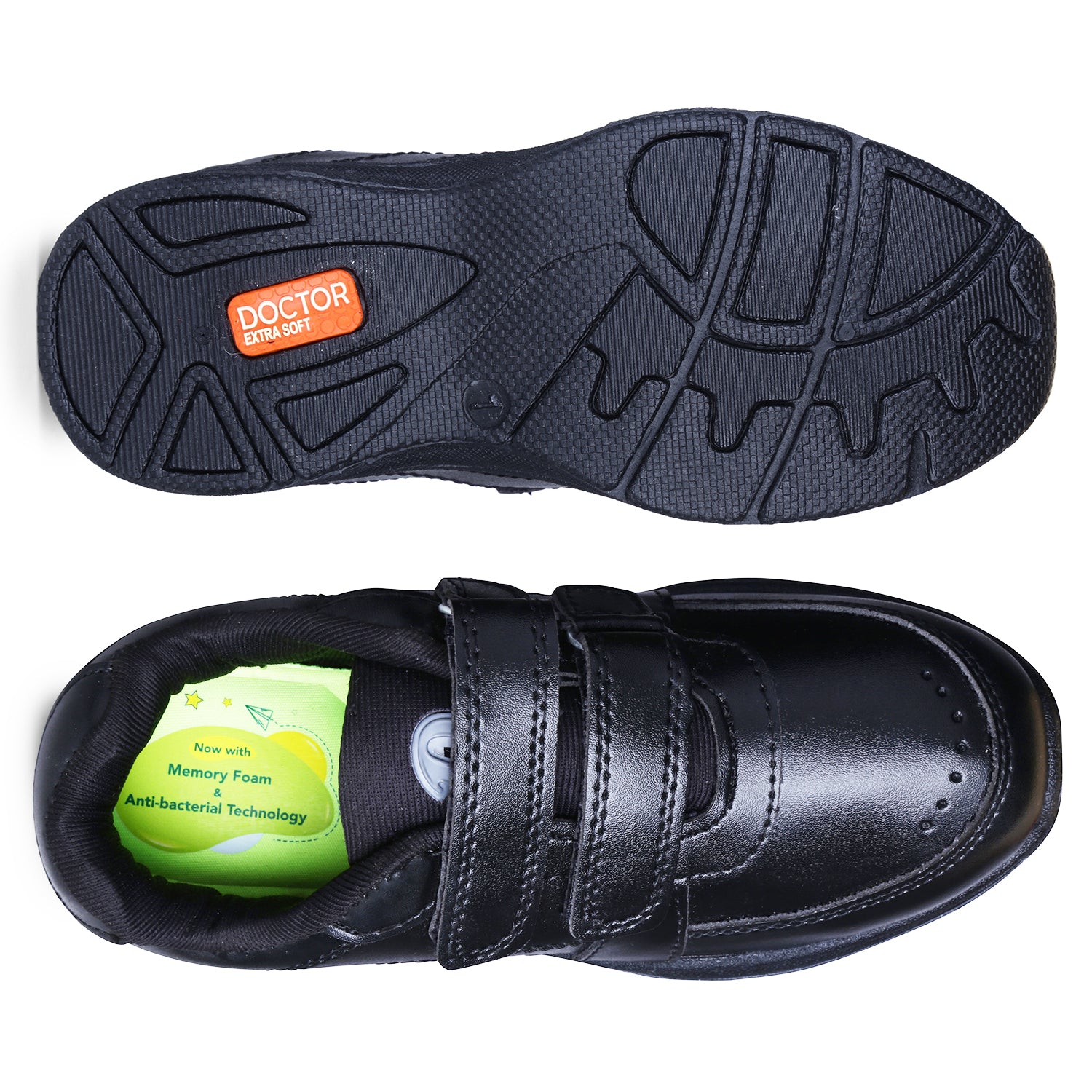 DOCTOR EXTRA SOFT D-3001 Unisex-Child/Kids/Adults Black & White Gola Shoes with Memory Foam Cushion & Anti-Bacterial Technology| Ideal for School, Formal, Casual, Uniform, Running| Comfort & Durable Boys/Girls