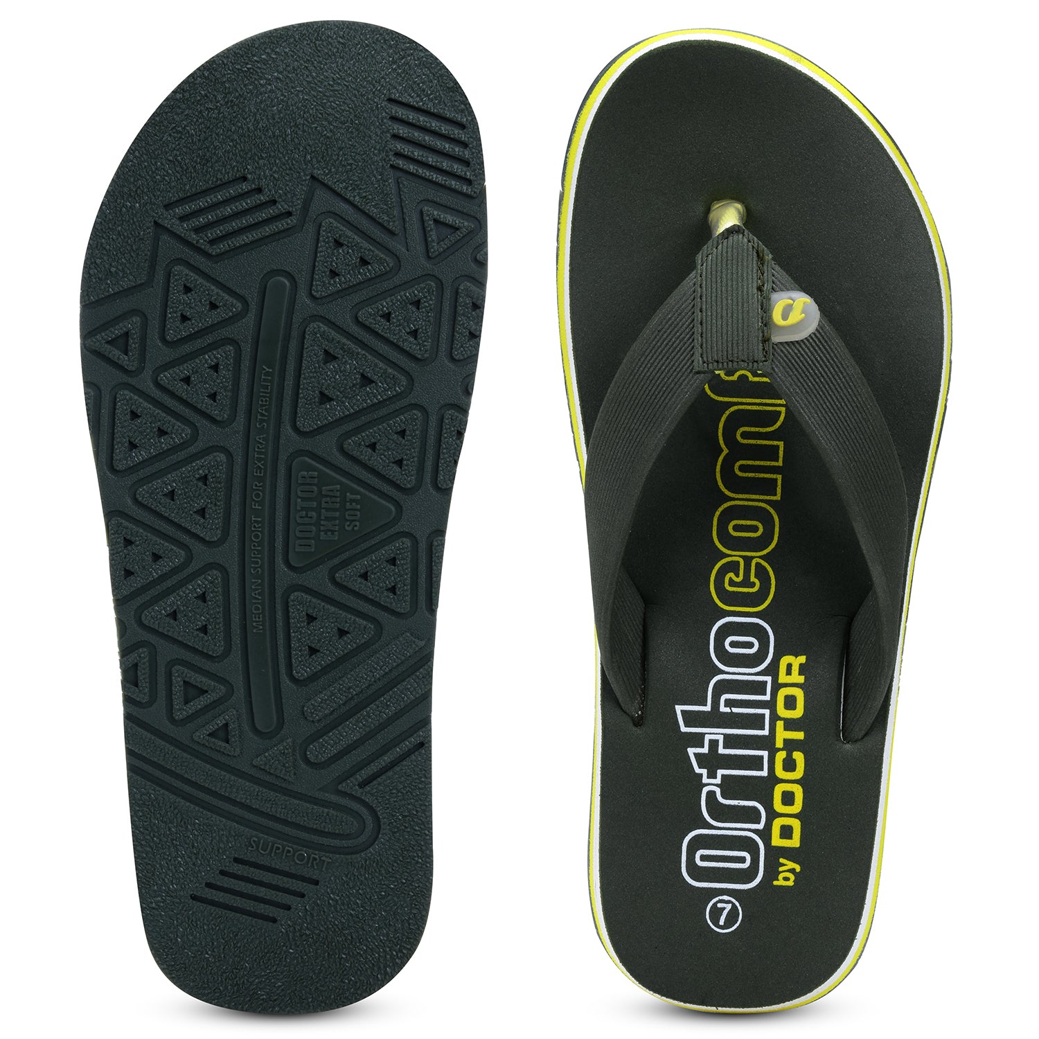 DOCTOR EXTRA SOFT D-36 Men's Orthopedic TPR Slippers with Cushion FootBed for Adult| Stylish & Anti-Skid| Comfortable & Light Weight| Casual Durable Waterproof Everyday Dr. Home Flip Flops Gents Boys