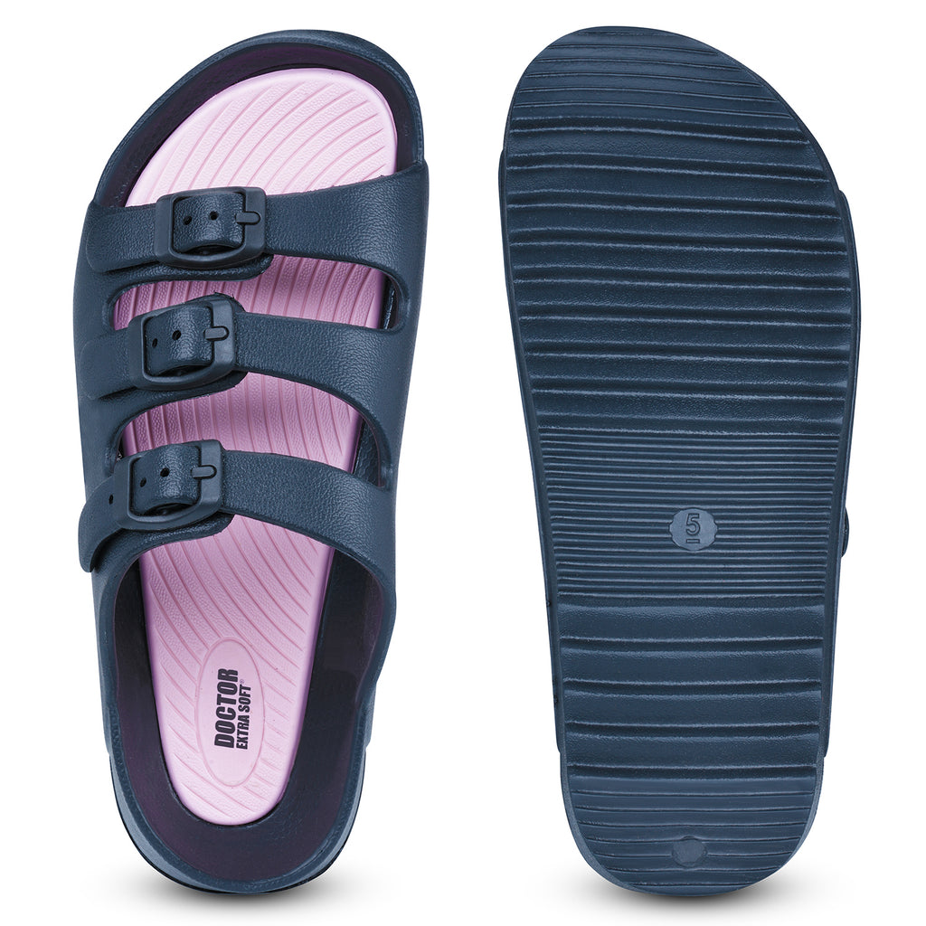DOCTOR EXTRA SOFT Women’s EVA Slide Slip-On with Adjustable Triple Buckle Straps| Lightweight & Comfortable| Waterproof Summer Beach Pool Sandals for Indoor/Outdoor Casual Daily Walking Slippers D-548