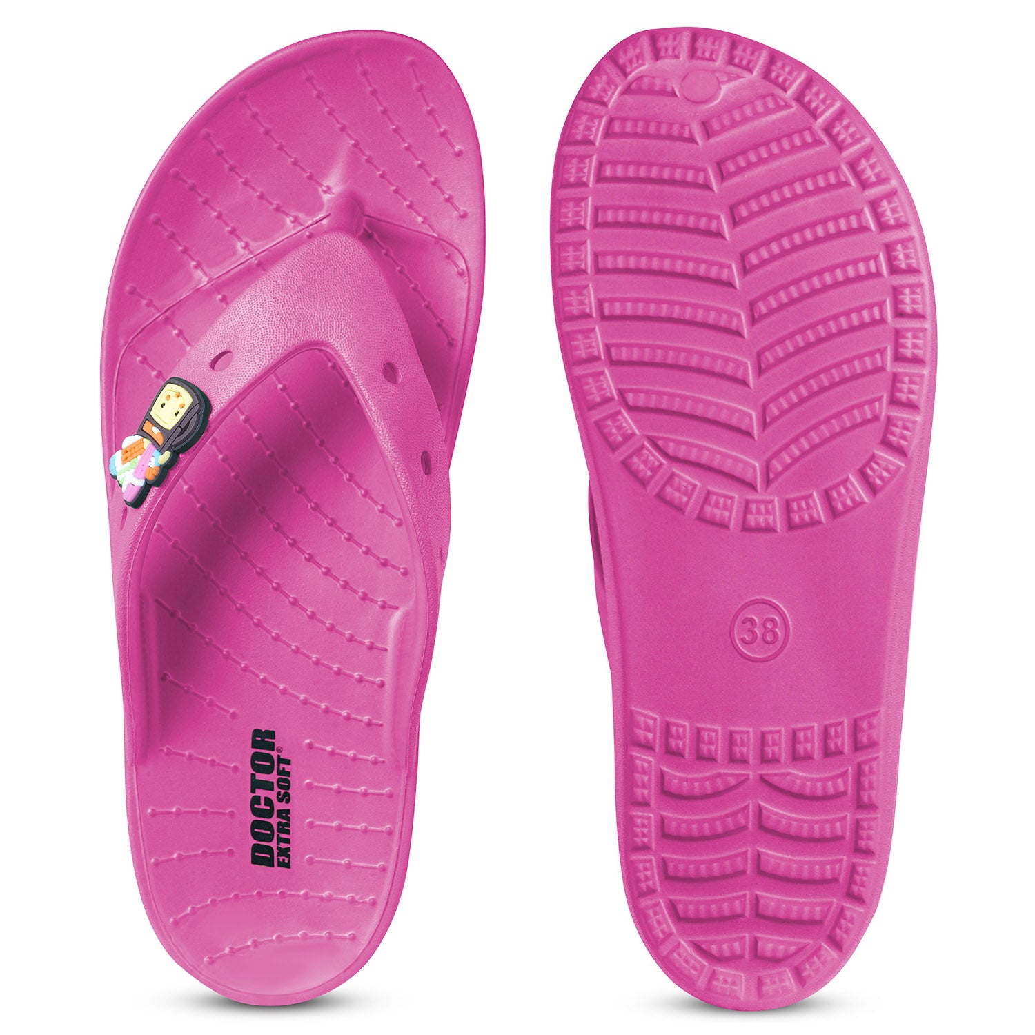 DOCTOR EXTRA SOFT Women’s Orthopedic Flip Flops | Ultra Soft Cushion Footbed | Lightweight Anti-Skid Slippers | Comfortable Daily Wear Chappal for Ladies & Girls| Stylish Hot Pink Thong Sandals D-558