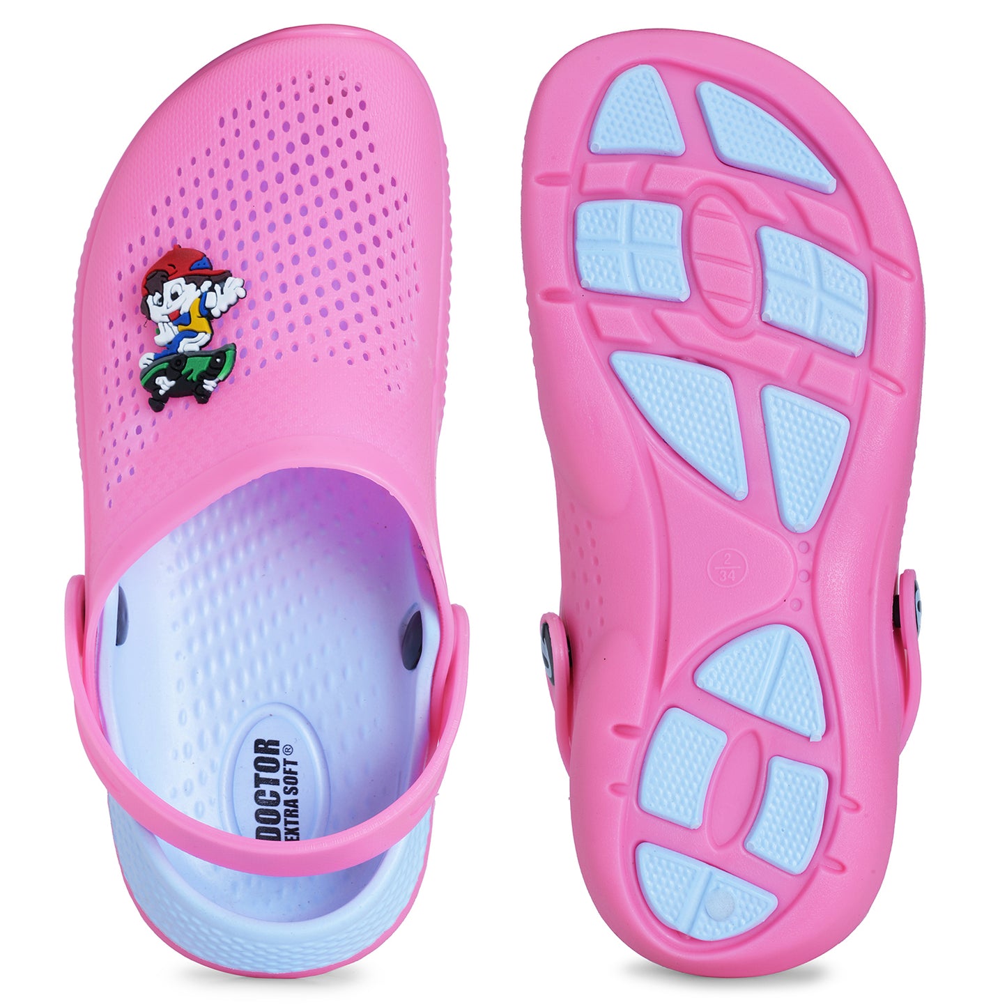 DOCTOR EXTRA SOFT D-536 Unisex-Child Kids Classic Rainy Monsoon Clogs/Sandals Soft Comfortable Indoor & Outdoor Slippers Stylish Non-Slip Sports Casual Cool Cartoon Cute House Mules Boys & Girls