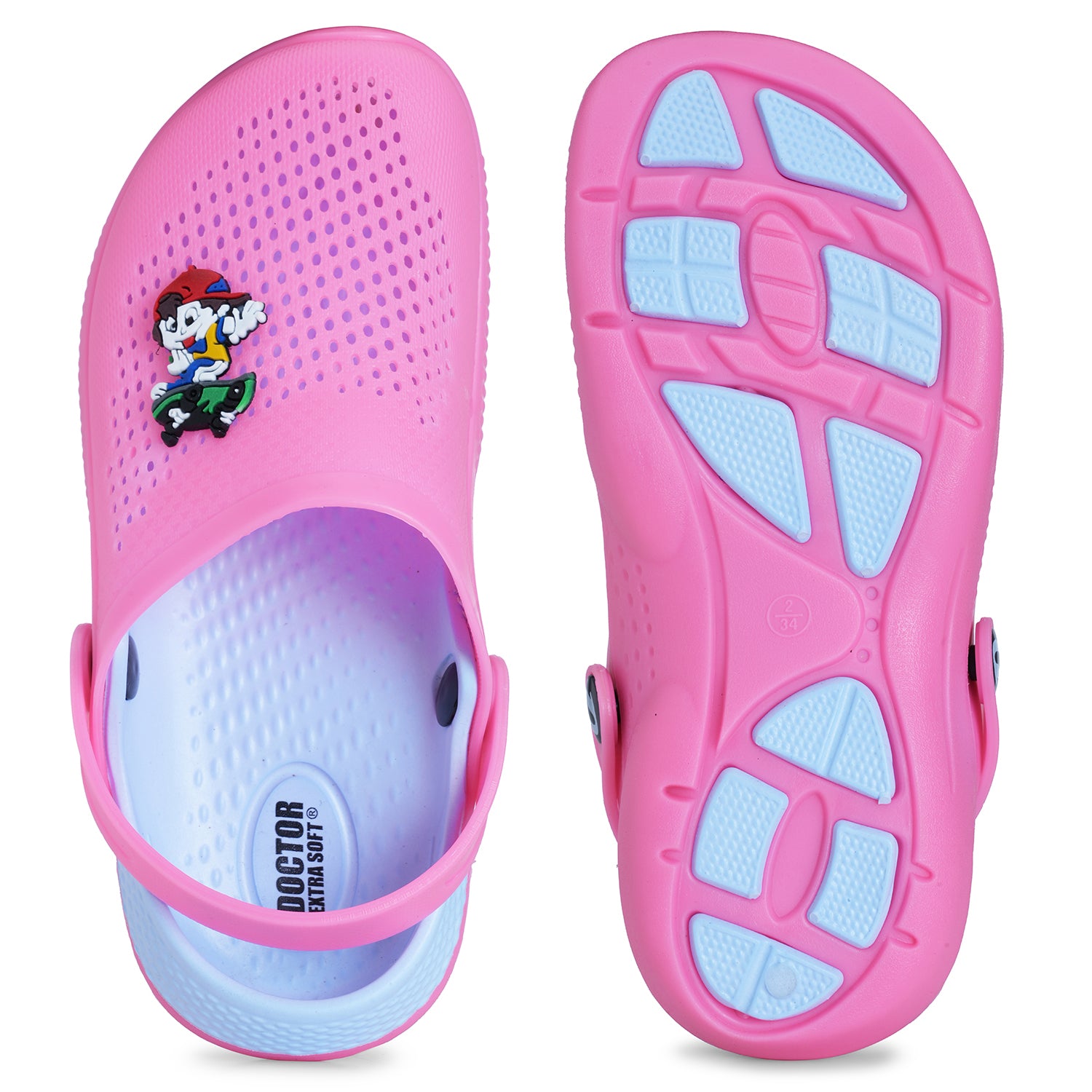 DOCTOR EXTRA SOFT D-536 Unisex-Child Kids Classic Rainy Monsoon Clogs/Sandals Soft Comfortable Indoor & Outdoor Slippers Stylish Non-Slip Sports Casual Cool Cartoon Cute House Mules Boys & Girls