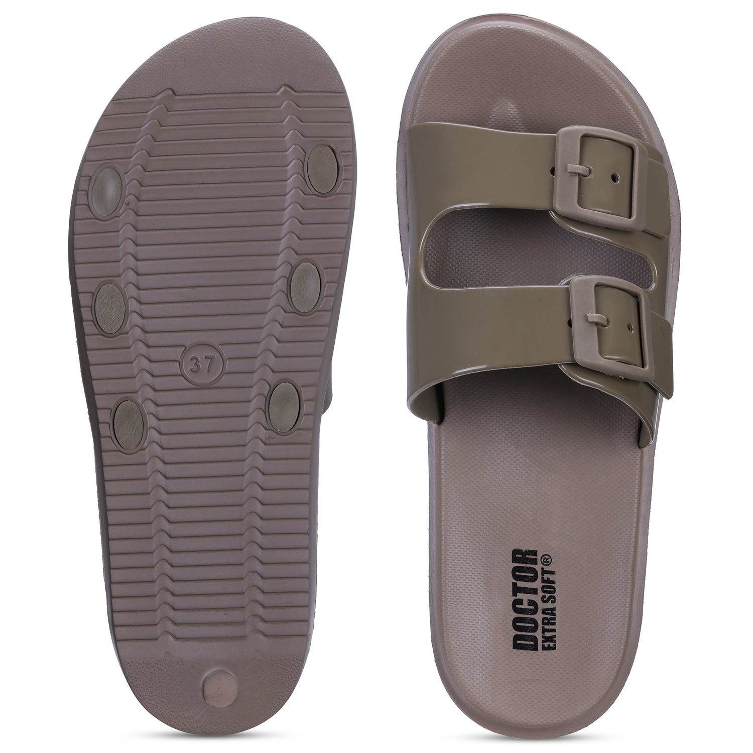 DOCTOR EXTRA SOFT D-523 Women's Classic Cushion Sliders/Slippers with Adjustable Buckle Strap for Adult | Comfortable & LightWeight| Stylish & Anti-Skid| Waterproof & Everyday Flip Flops Ladies/Girls