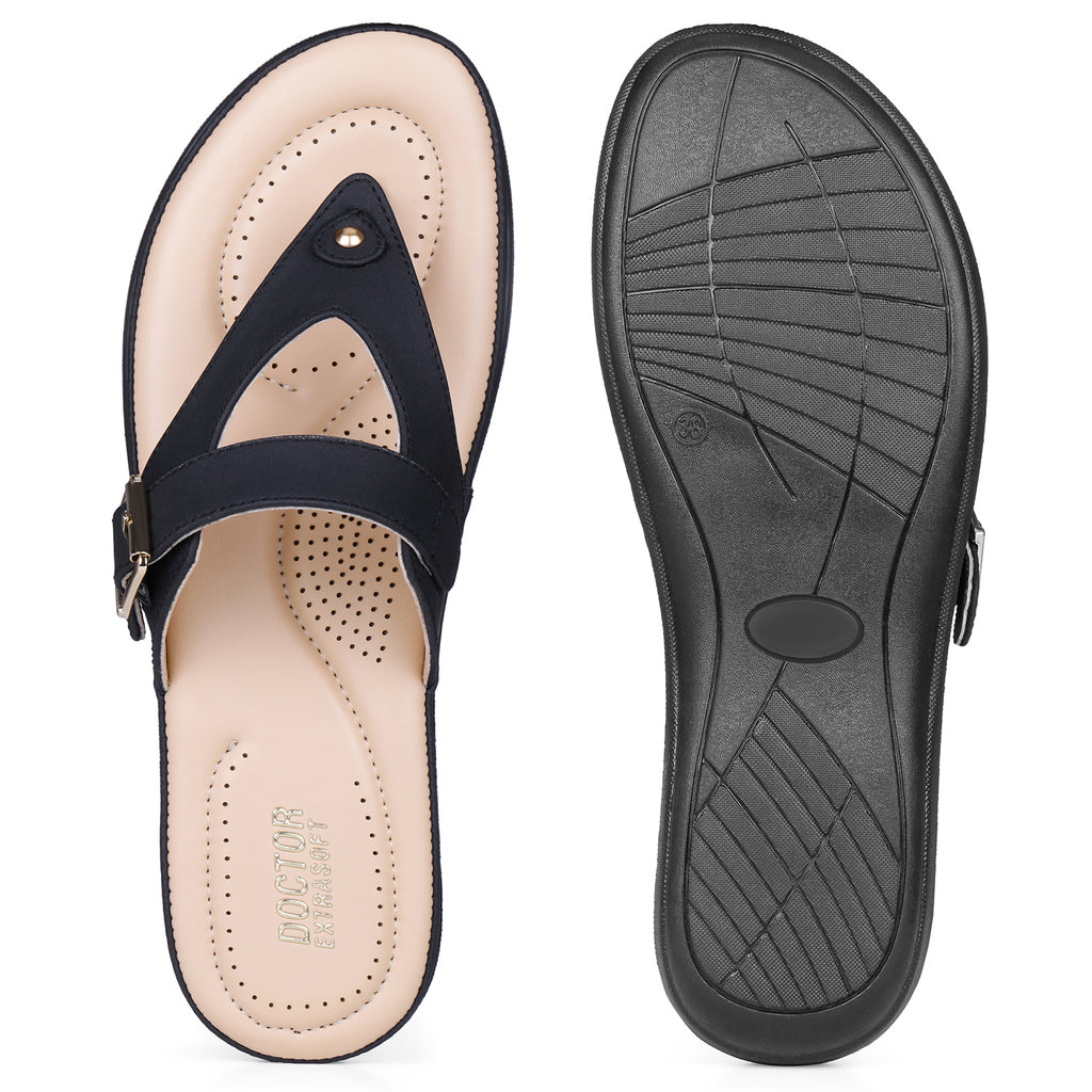 OCTOR EXTRA SOFT Women's Flat Comfortable Memory Foam Slippers/Flip-Flops Fashion Stylish Casual Diabetic Orthopedic Lightweight Synthetic Slip-on Sandals with Adjustable Strap for Girls/LadiesD-623