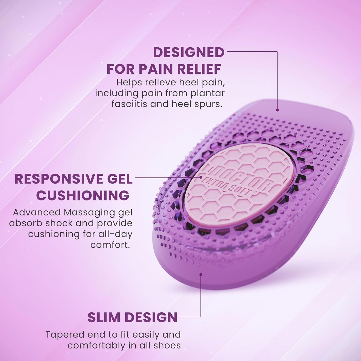 DOCTOR EXTRA SOFT Orthopedic Heel Pads for Women | Silicone Gel Heel Cups for Pain Relief, Shock Absorption, Plantar Fasciitis, Height Increase | Extra Cushioning Inserts for All Shoes (1 Pair)