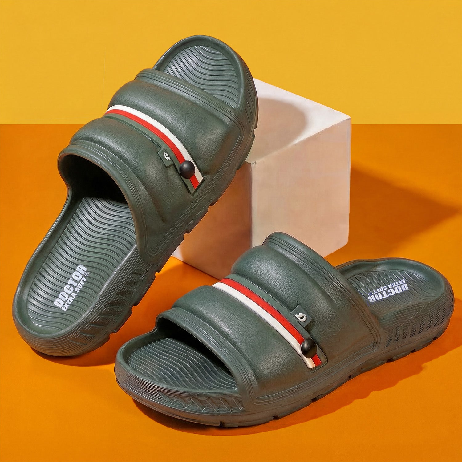 DOCTOR EXTRA SOFT Men's Classic Ultra Soft Sliders/Slippers with Cushion FootBed for Adult | Comfortable & Light Weight | Stylish & Anti-Skid | Waterproof & Everyday Flip Flops for Gents/Boys D-527