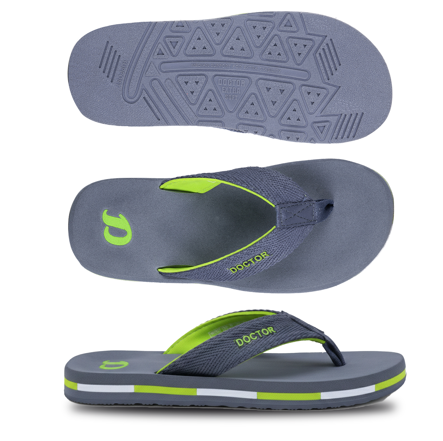 DOCTOR EXTRA SOFT D-35 Men's Flip Flops — Cushion Footbed & Orthopedic