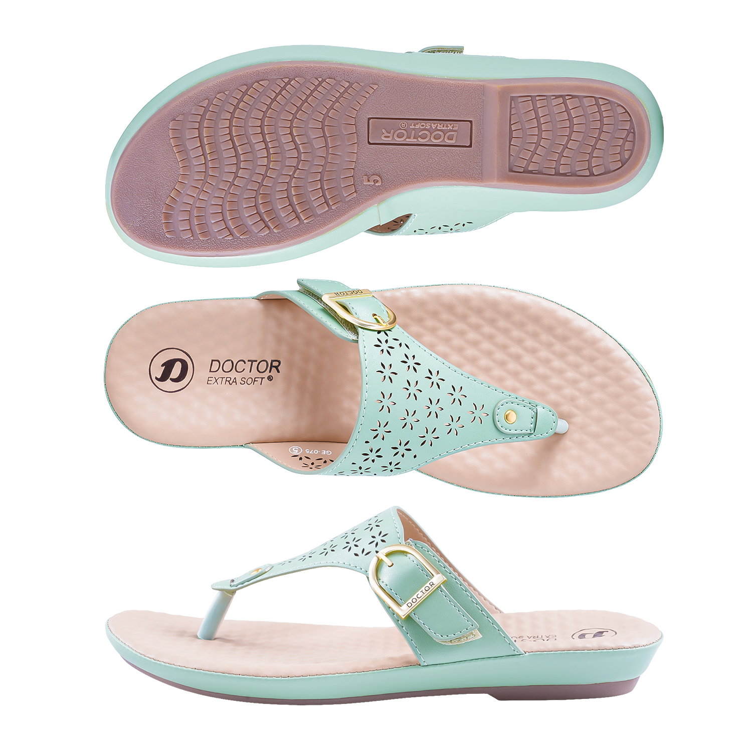DOCTOR EXTRA SOFT Women’s Orthopedic Flat Sandals | Comfortable Slip-On Diabetic Flip-Flops with Memory Foam | Lightweight Casual Cushioned Daily Wear Slippers with Adjustable Strap for Girls D-627