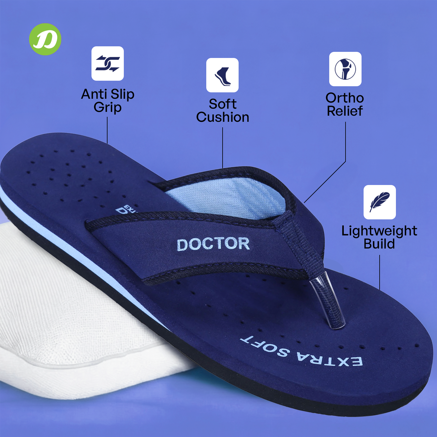 DOCTOR EXTRA SOFT D-22 Women's Flip Flops — Orthopedic