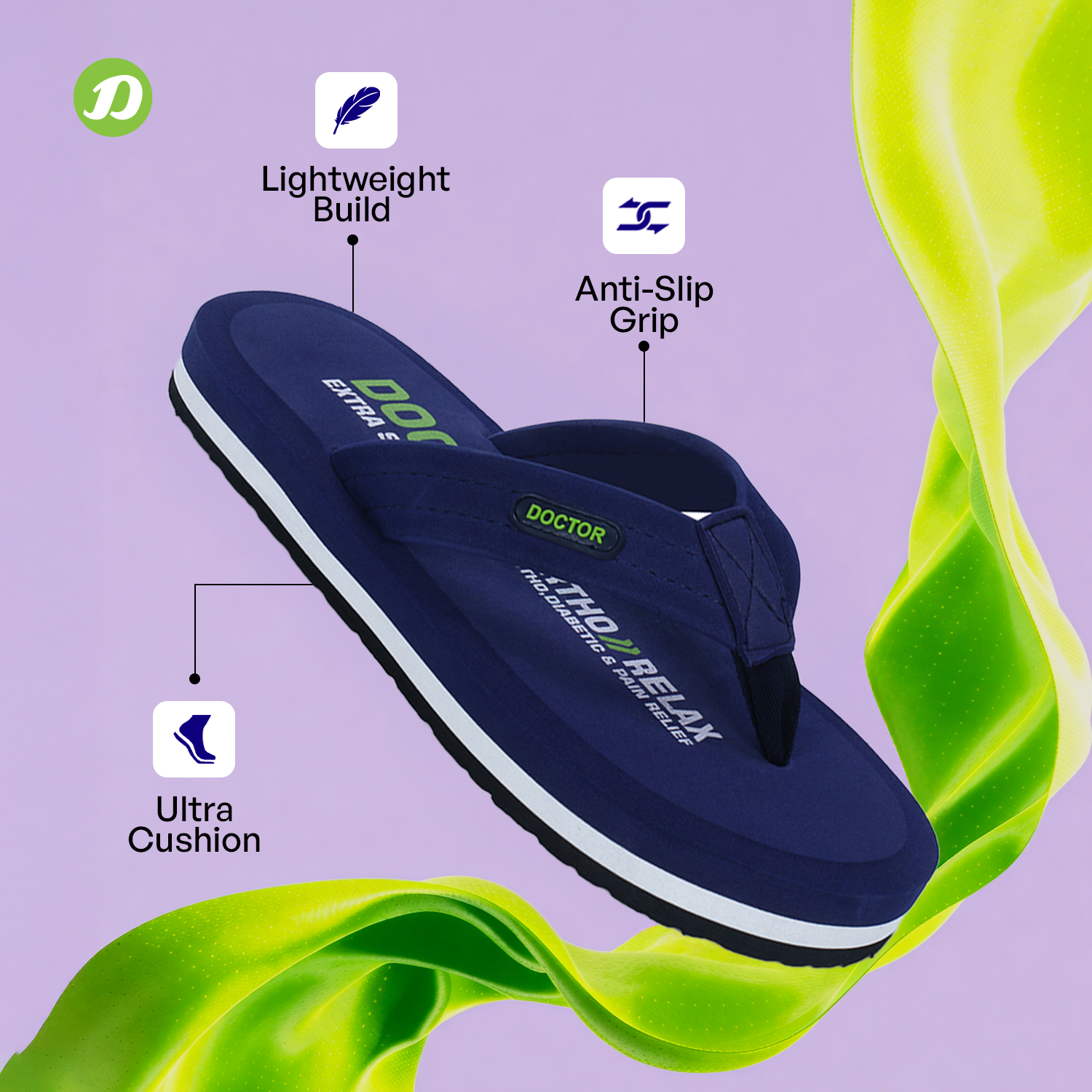 DOCTOR EXTRA SOFT D-32 Men's Slider Slippers — Memory Foam & Lightweight
