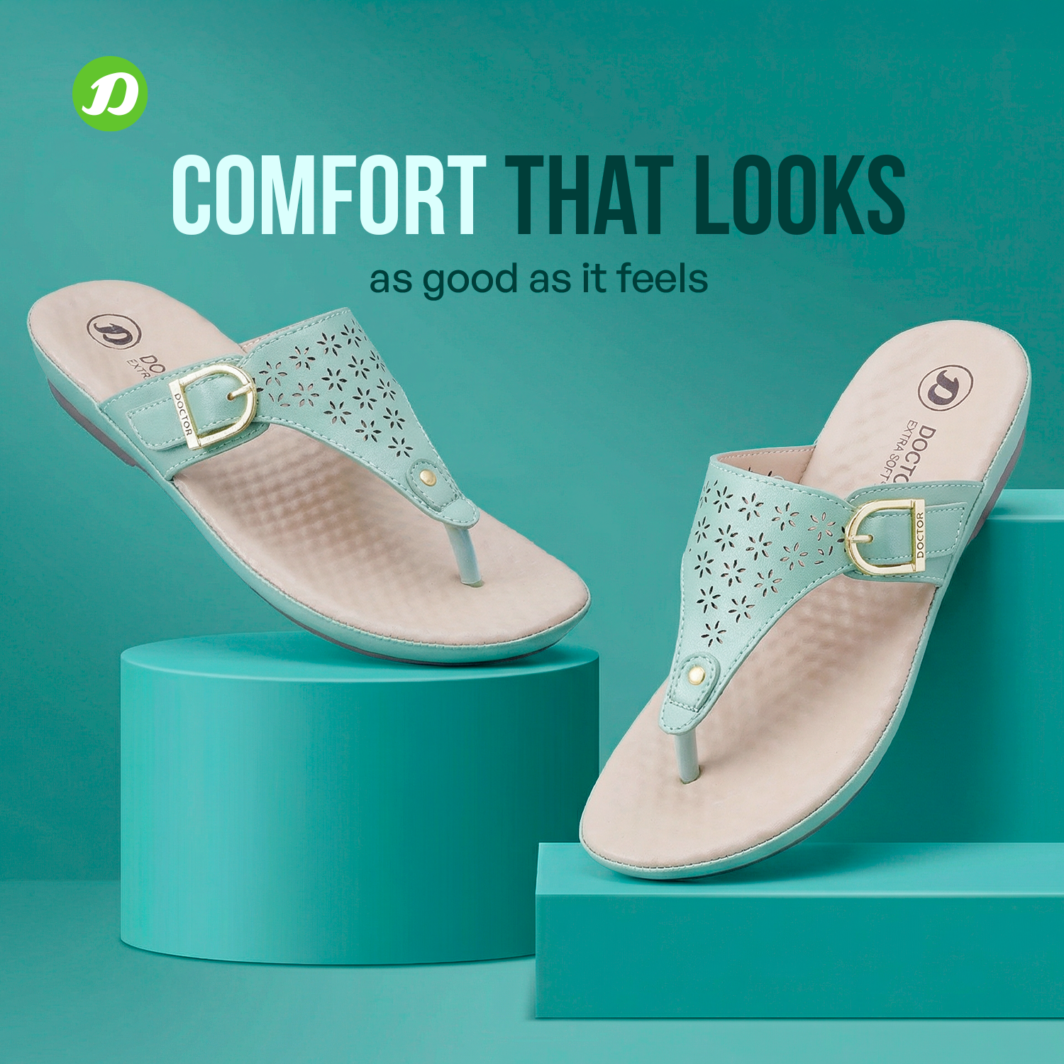 DOCTOR EXTRA SOFT Women’s Orthopedic Flat Sandals | Comfortable Slip-On Diabetic Flip-Flops with Memory Foam | Lightweight Casual Cushioned Daily Wear Slippers with Adjustable Strap for Girls D-627
