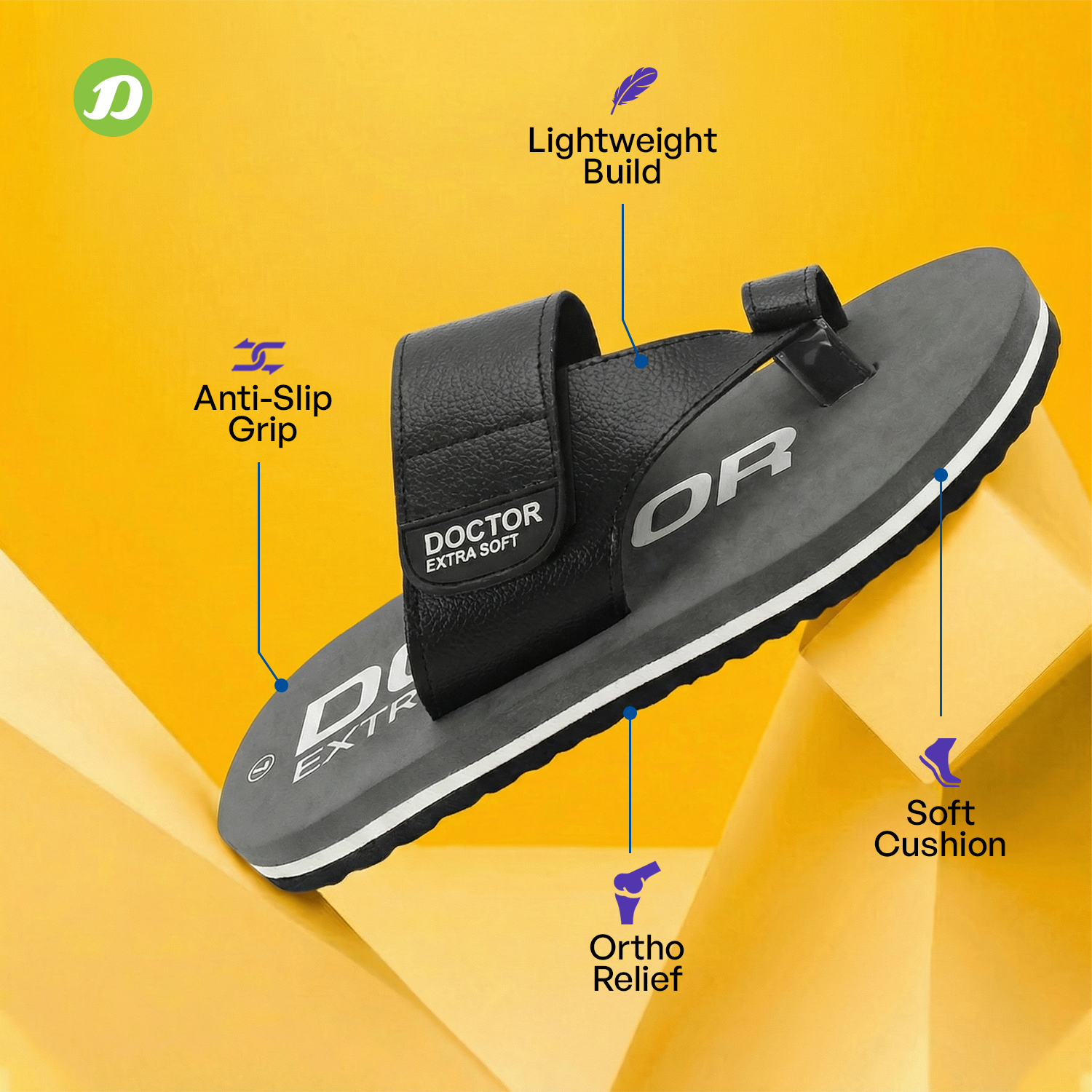 DOCTOR EXTRA SOFT D-26 Men's Flip Flops — Orthopedic