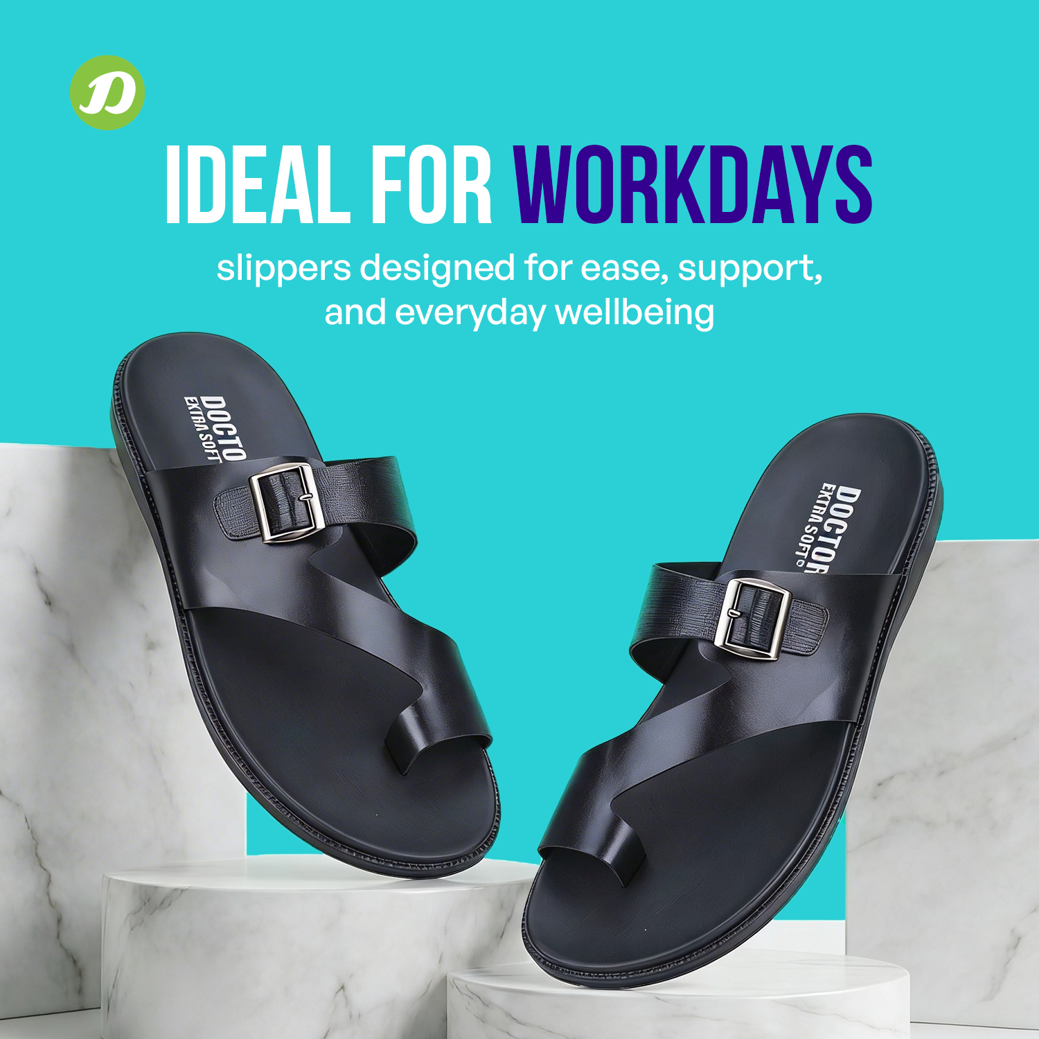 DOCTOR EXTRA SOFT Men's Classic Casual Original Leather Thong Black/Brown Sandals/Chappals with Memory Foam Cushion| Stylish & Non-Slip|Comfortable | Lightweight |Flip flops Slippers Gents & Boys F-1