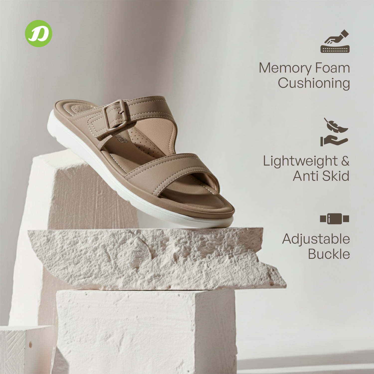 DOCTOR EXTRA SOFT Womens Flat Memory Foam Slippers/Flip-Flops Fashion Stylish Casual Comfortable Diabetic Orthopedic Lightweight Synthetic Slip-On Sandals With Adjustable Buckle For Girls D-631