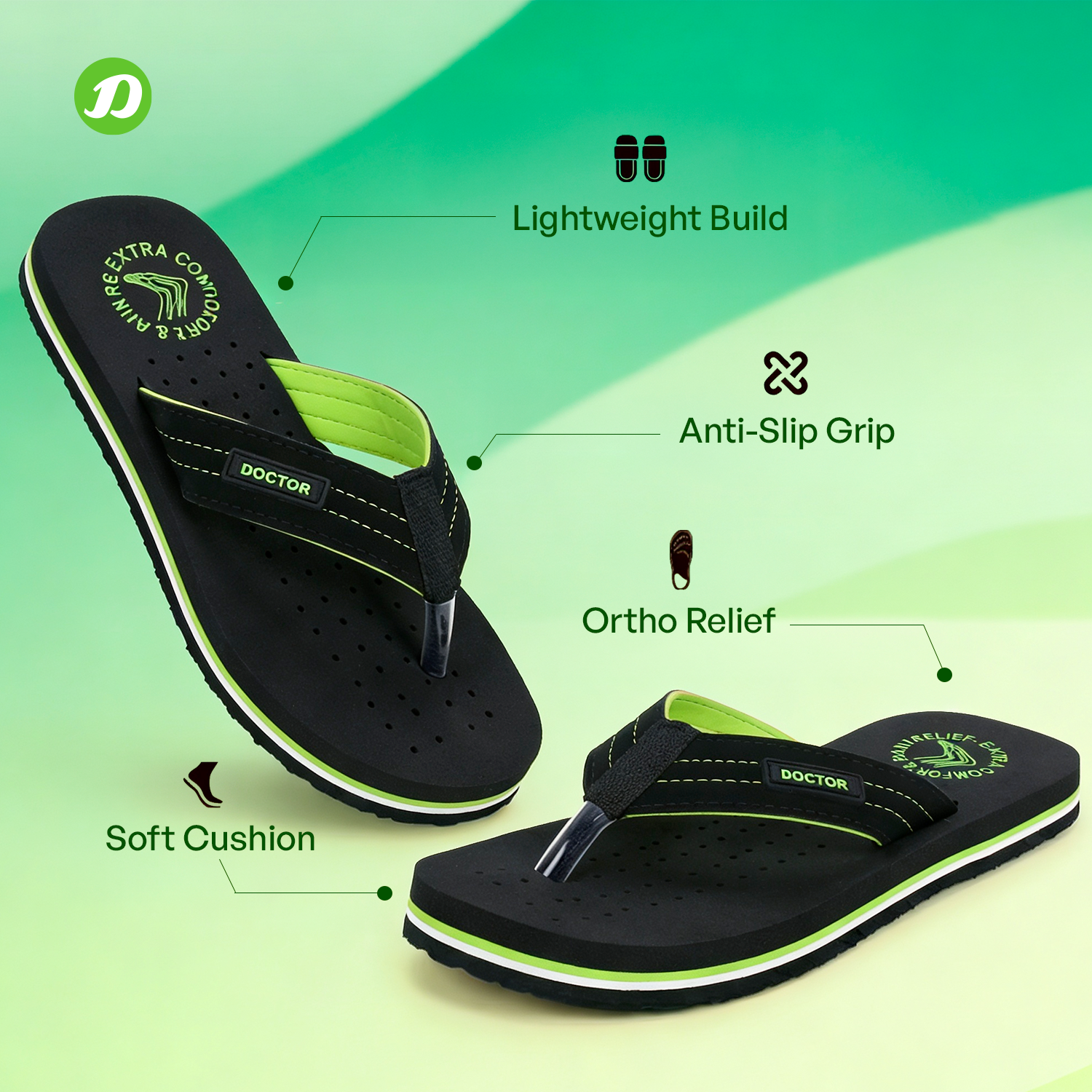 DOCTOR EXTRA SOFT D-28 Men's Flip Flops — Orthopedic