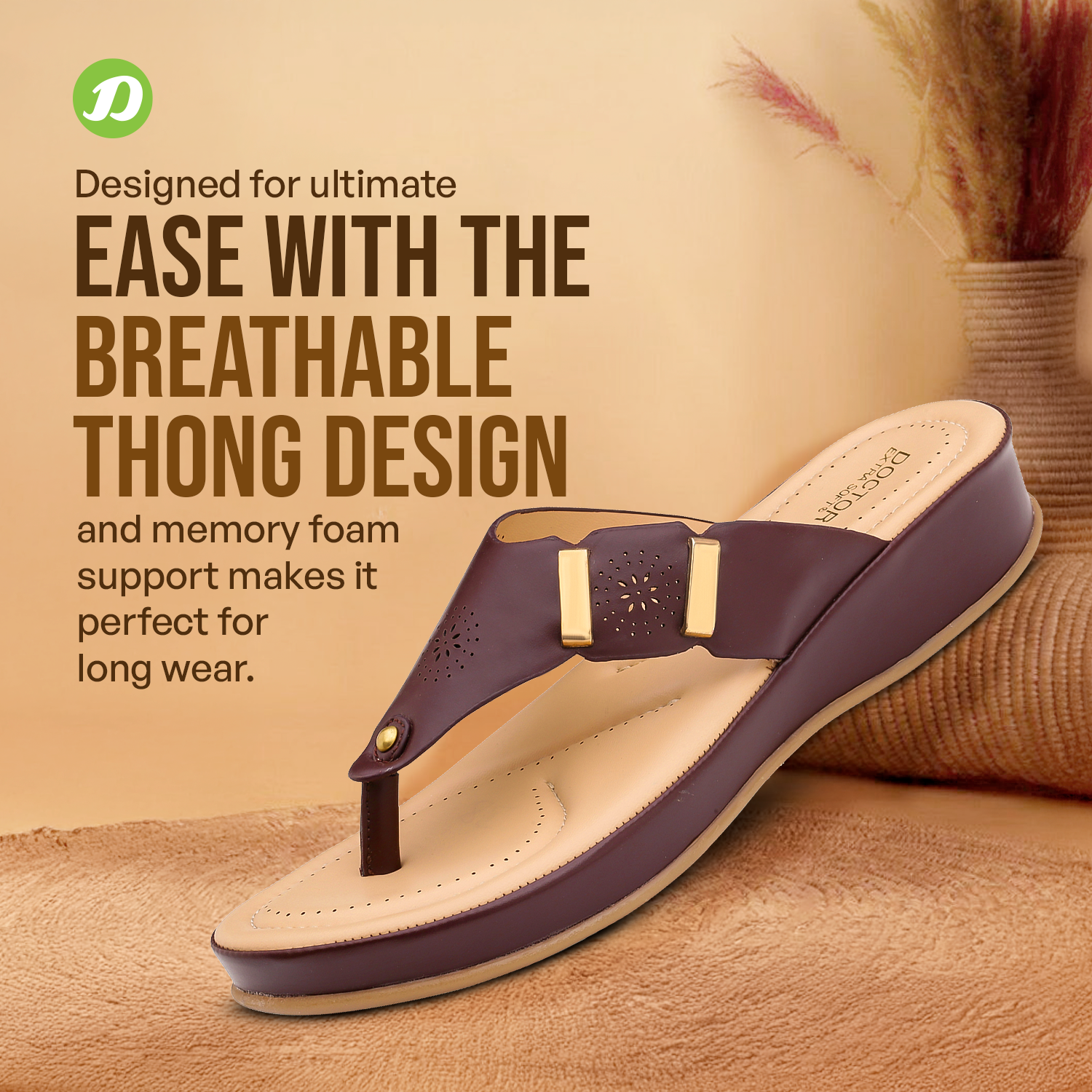 DOCTOR EXTRA SOFT ART-617 Women's Thong Slippers — Memory Foam & Lightweight