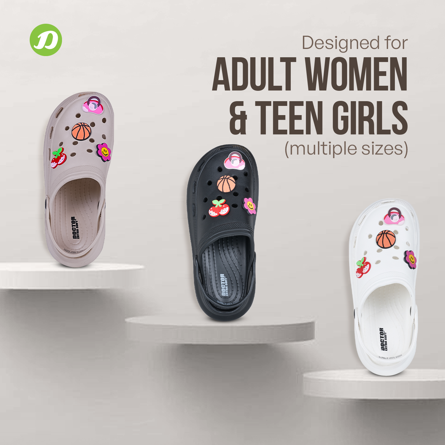 DOCTOR EXTRA SOFT Women's Sandals | Anti-Skid, Waterproof, Lightweight | D-538