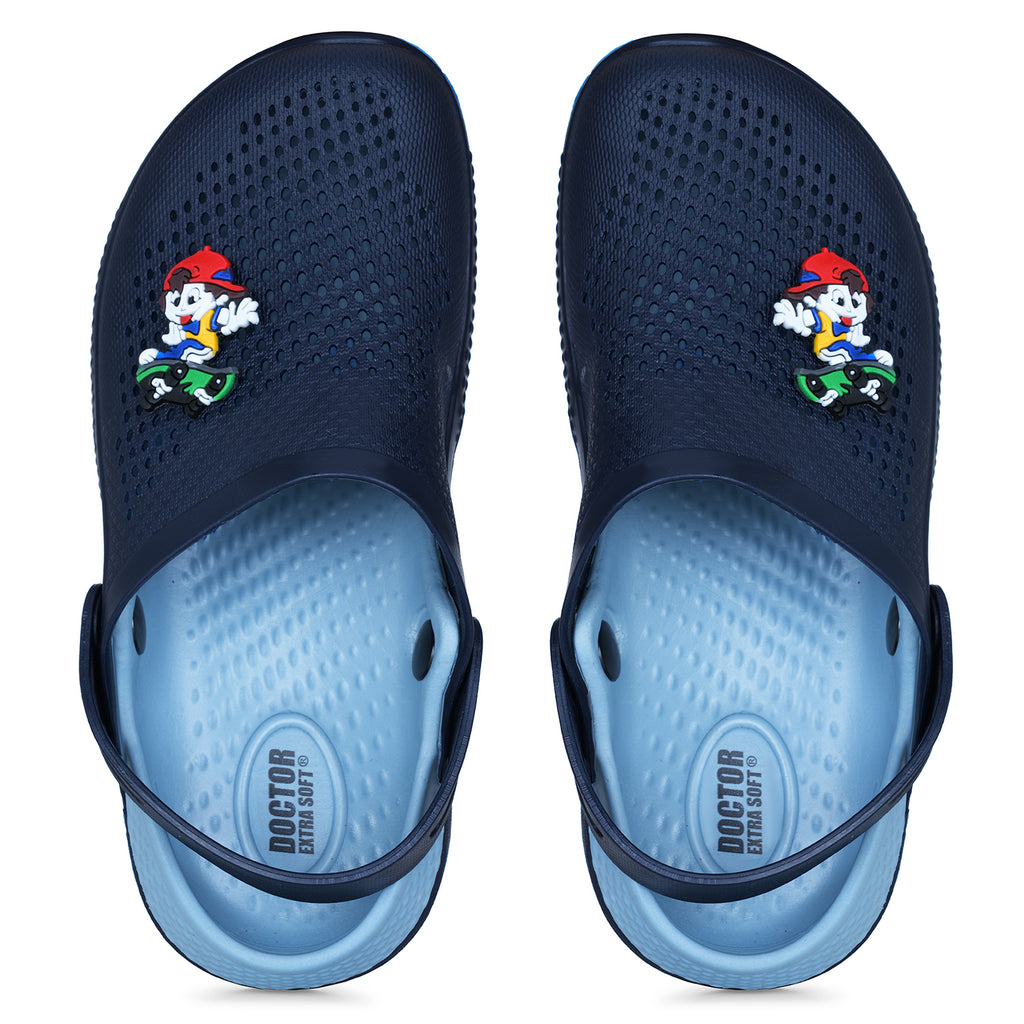 DOCTOR EXTRA SOFT Unisex-Child Kids Classic Rainy Monsoon Clogs/Sandals Soft Comfortable Indoor & Outdoor Slippers Stylish Non-Slip Sports Casual Cool Cartoon Cute House Mules Boys & Girls D-536