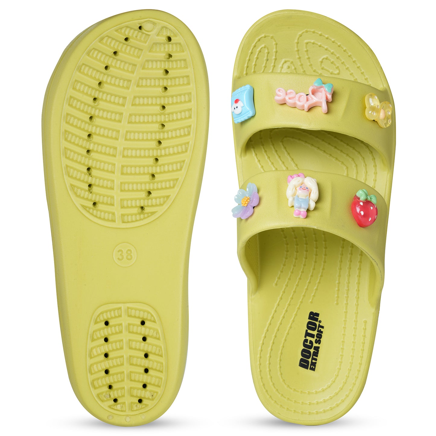 DOCTOR EXTRA SOFT D-540 Women's Classic Charms Cushion Sandals/Clogs| Comfortable & LightWeight | Stylish & Anti-Skid | Waterproof Casual Daily Mules Girls/Ladies