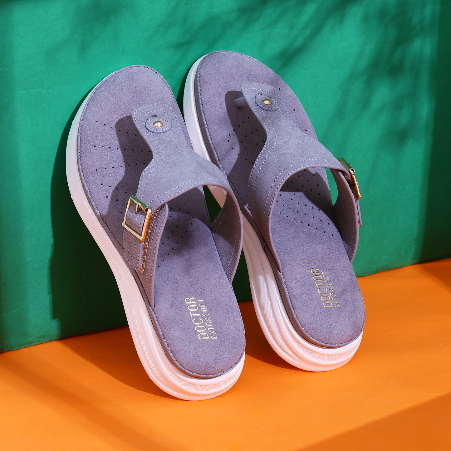 DOCTOR EXTRA SOFT D-621 Women's Ultra Lightweight Slippers/Flip-Flops with Memory Foam Cushion | Stylish & Comfortable | Casual & Fashion| Diabetic & Orthopedic Synthetic Slip-on Sandals Ladies/Girls