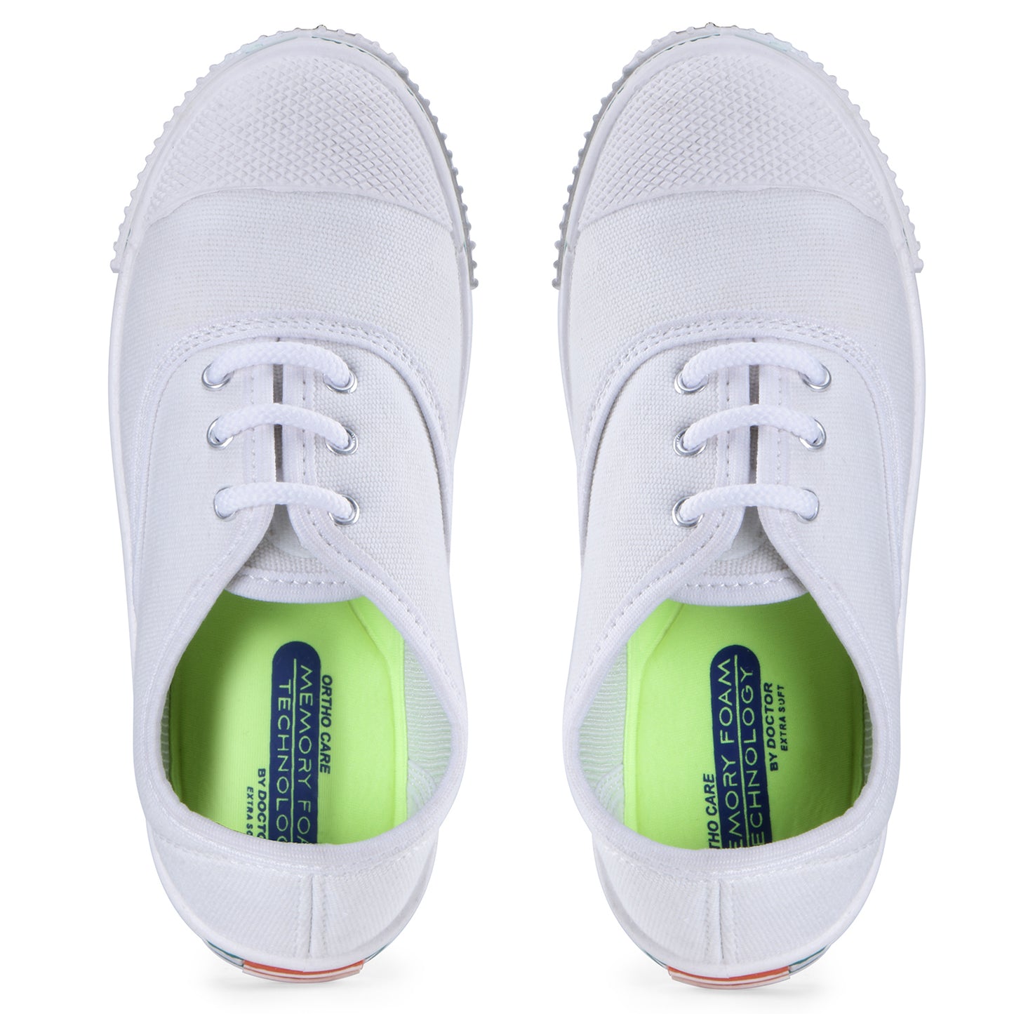 DOCTOR EXTRA SOFT D-3004 Uniform Tennis Canvas School Shoes with Laces Black & White for Boys & Girls | Memory Foam Cushion & Anti-Bacterial Technology| Lightweight | Comfortable| Durable & Anti-Skid