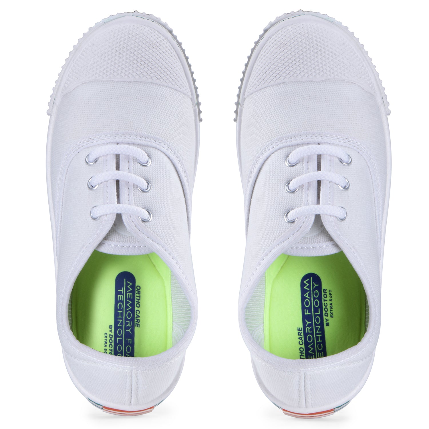 DOCTOR EXTRA SOFT D-3004 Uniform Tennis Canvas School Shoes with Laces Black & White for Boys & Girls | Memory Foam Cushion & Anti-Bacterial Technology| Lightweight | Comfortable| Durable & Anti-Skid