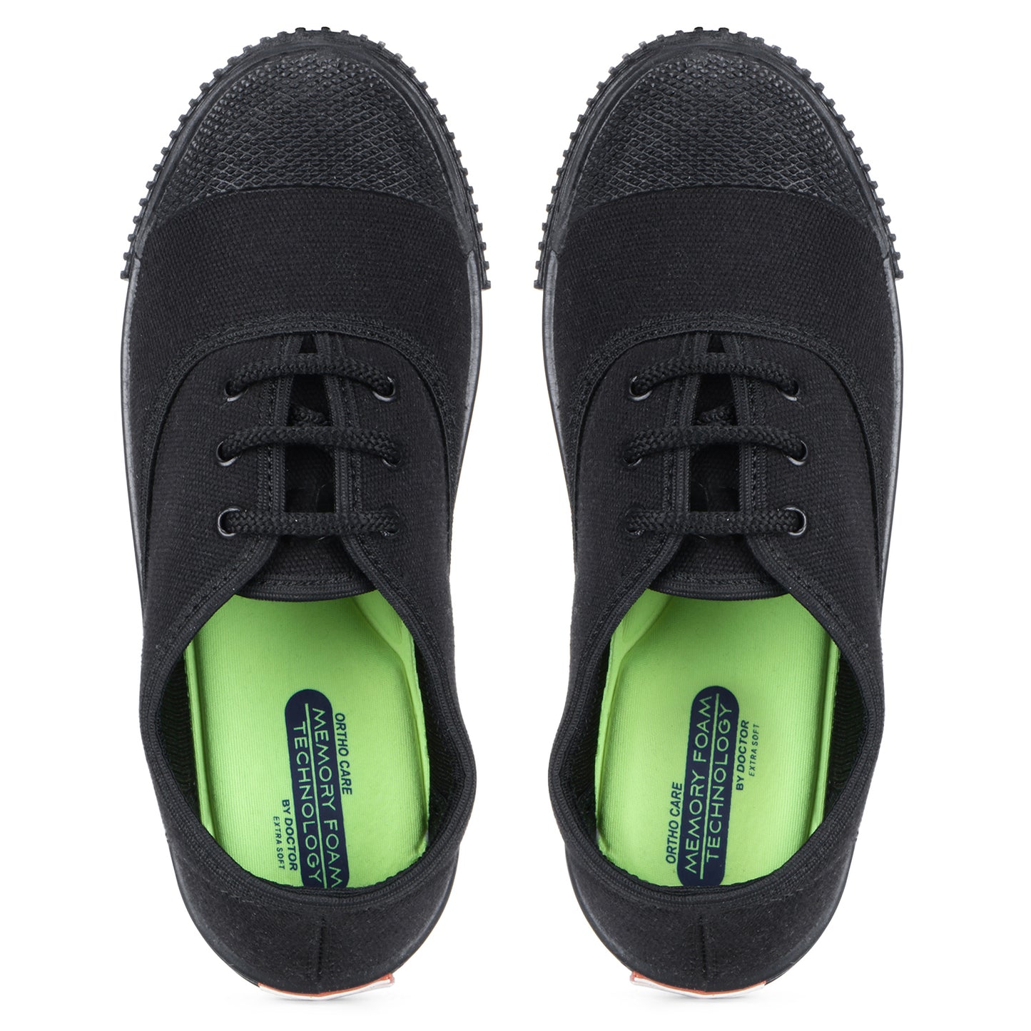 DOCTOR EXTRA SOFT D-3004 Uniform Tennis Canvas School Shoes with Laces Black & White for Boys & Girls | Memory Foam Cushion & Anti-Bacterial Technology| Lightweight | Comfortable| Durable & Anti-Skid