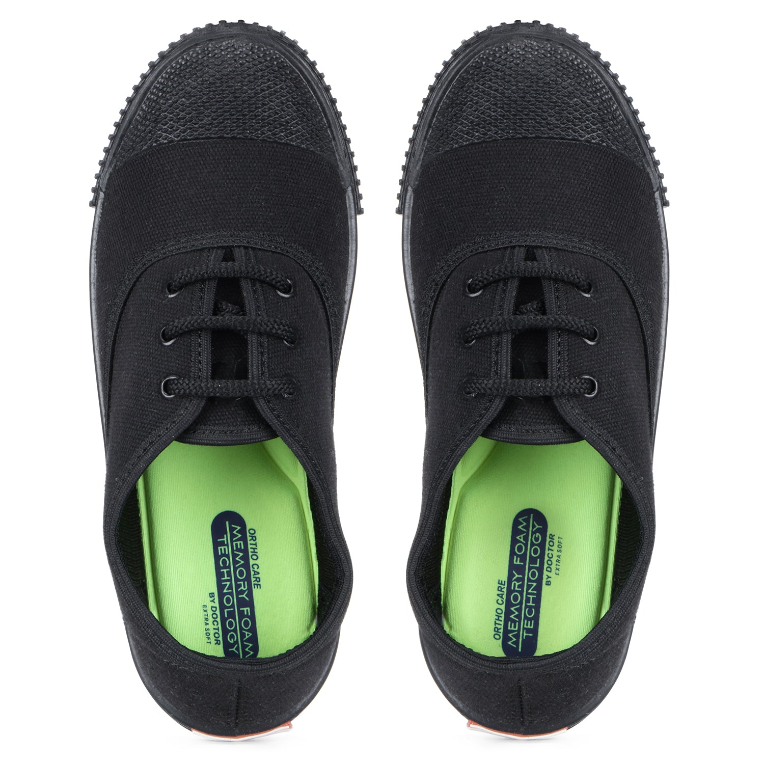DOCTOR EXTRA SOFT D-3004 Uniform Tennis Canvas School Shoes with Laces Black & White for Boys & Girls | Memory Foam Cushion & Anti-Bacterial Technology| Lightweight | Comfortable| Durable & Anti-Skid