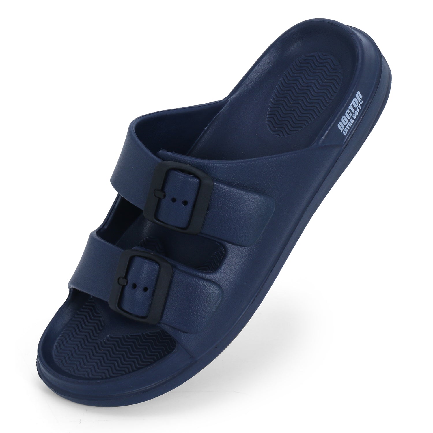 DOCTOR EXTRA SOFT D-505 Men's Classic Cushion Sliders/Slippers with Adjustable Buckle Strap for Adult | Comfortable & LightWeight |Stylish & Anti-Skid| Waterproof & Everyday Flip Flops for Gents/Boys