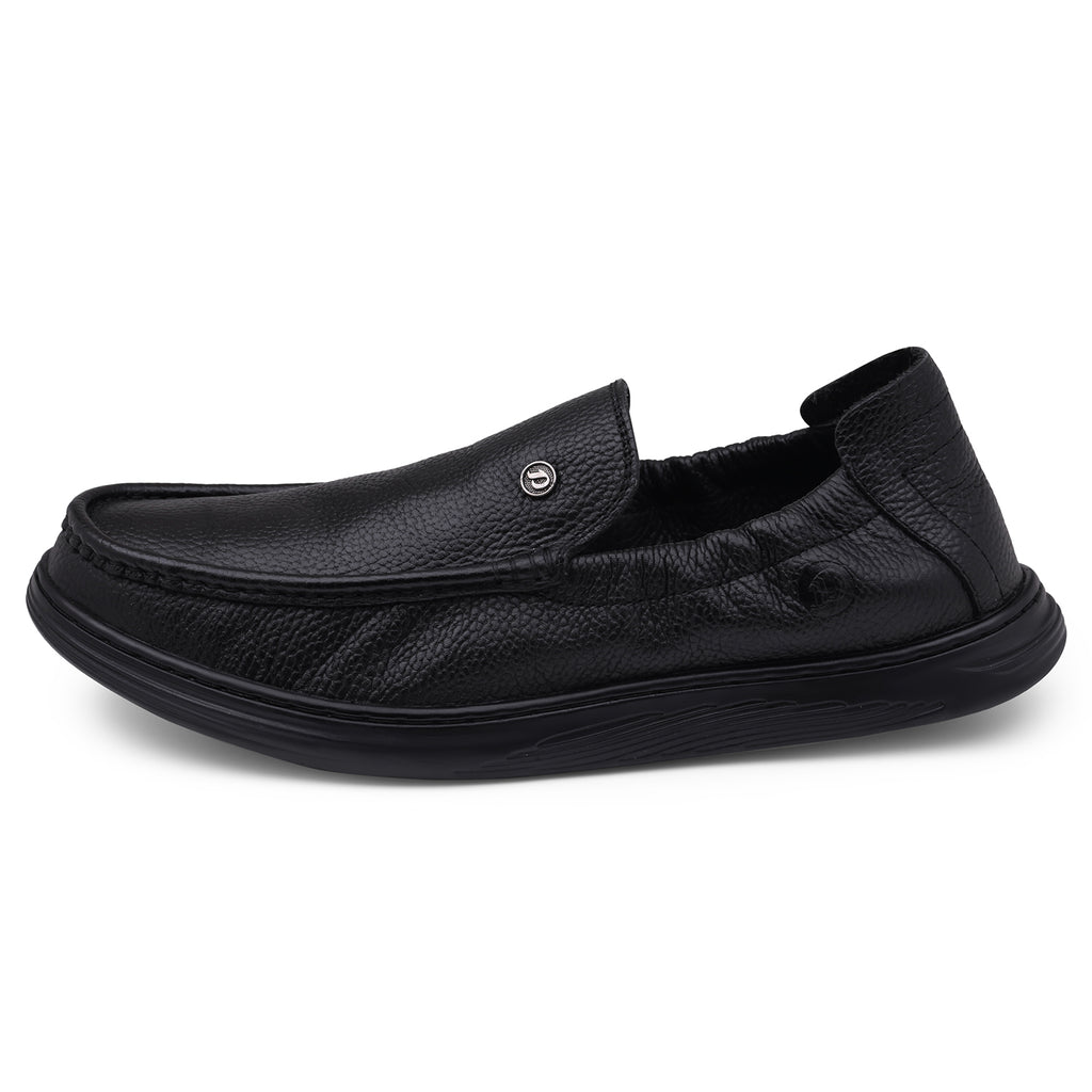 DOCTOR EXTRA SOFT D-805 Classic Genuine Leather Formal Shoes for Men with Memory Foam Cushion| Ultra Lightweight & Comfortable|Stylish & Flexible|Parties,Occasions,Office,Wedding,Casual|Black Slip On