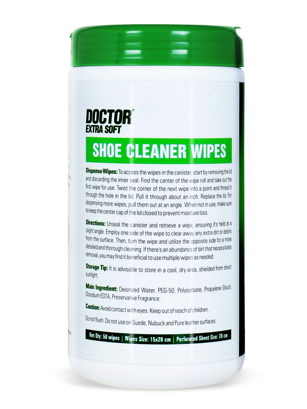 Doctor Extra Soft D-921 Shoe Cleaner Wet Wipes For Shoes/Loafers/Sandals/Slippers/Athletic Shoes/Sneakers/White Shoes/Tennis Shoes/Scrub Off Dirt/Mud/Grass Stains - 50 Wipes (Ready to Use)