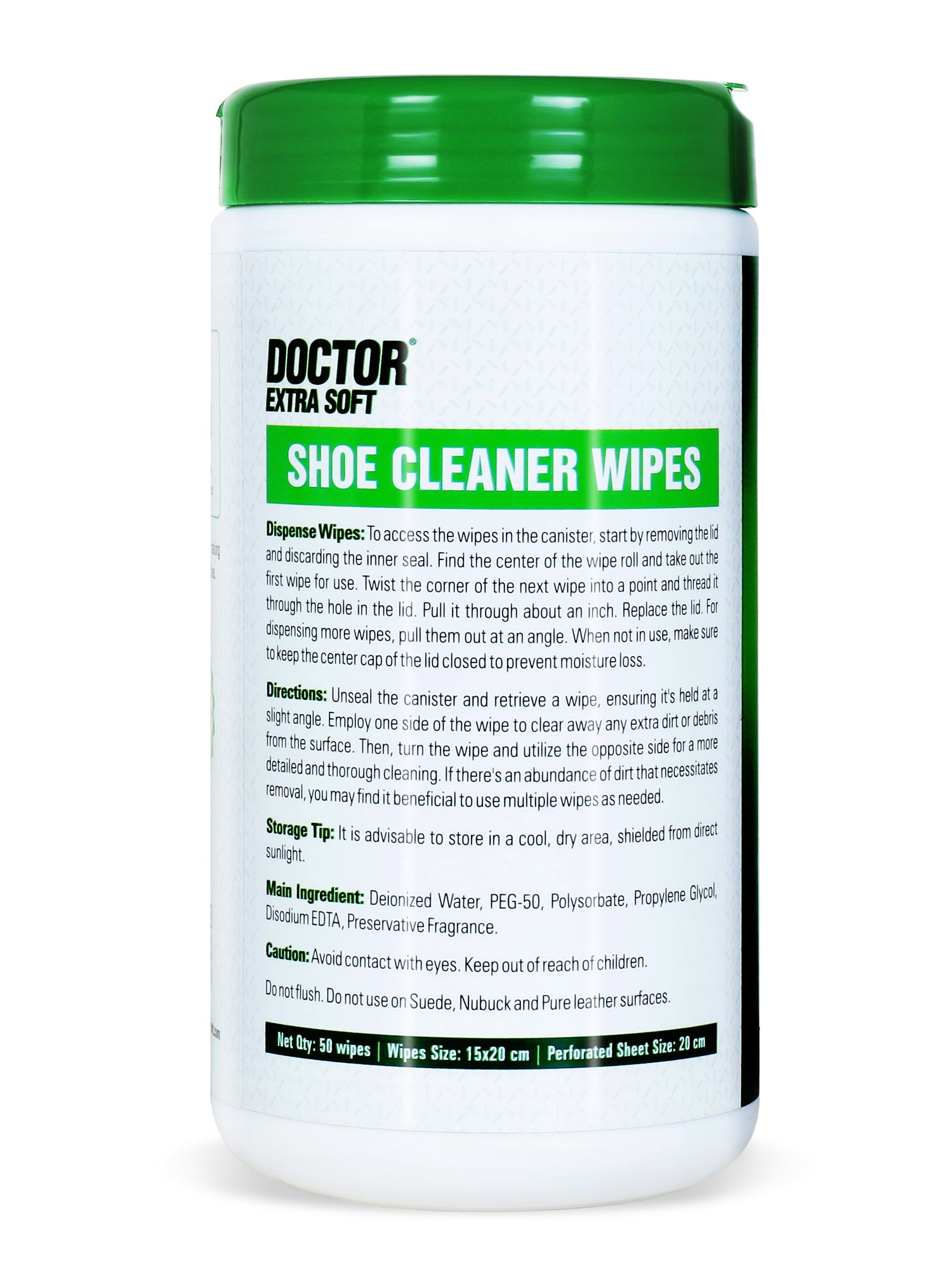 Doctor Extra Soft D-921 Shoe Cleaner Wet Wipes For Shoes/Loafers/Sandals/Slippers/Athletic Shoes/Sneakers/White Shoes/Tennis Shoes/Scrub Off Dirt/Mud/Grass Stains - 50 Wipes (Ready to Use)